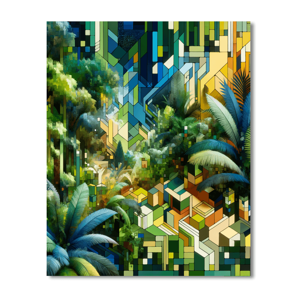 Geometric Jungle Painting Number Kit