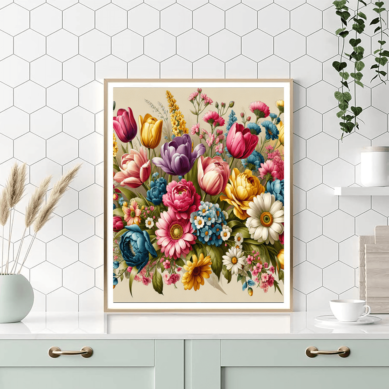 Colorful Flower Bouquet Painting Number Kit