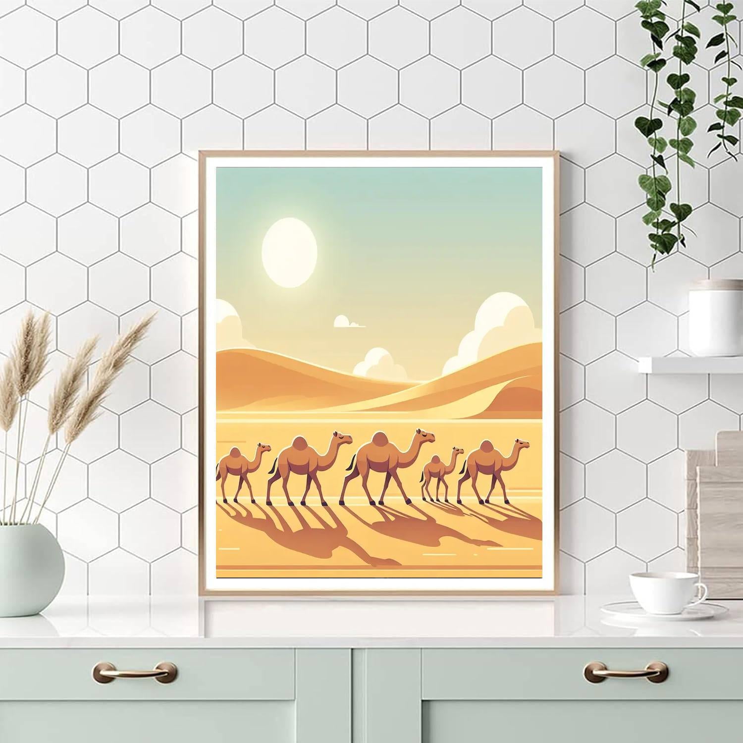 Sandy Desert Caravan Number Painting