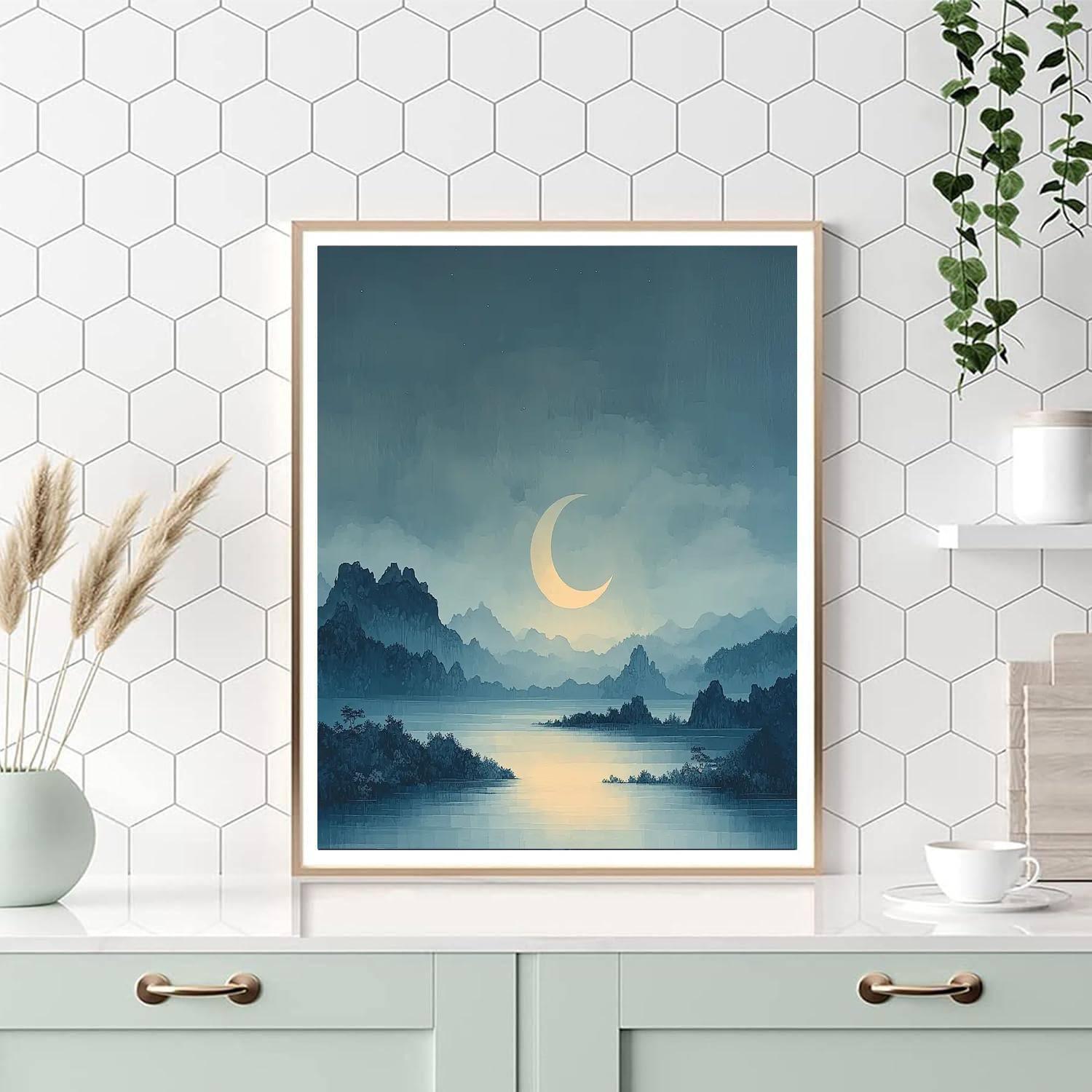 Zhao Mengfu Inspired Crescent Of Dreams  Painting Number Kit