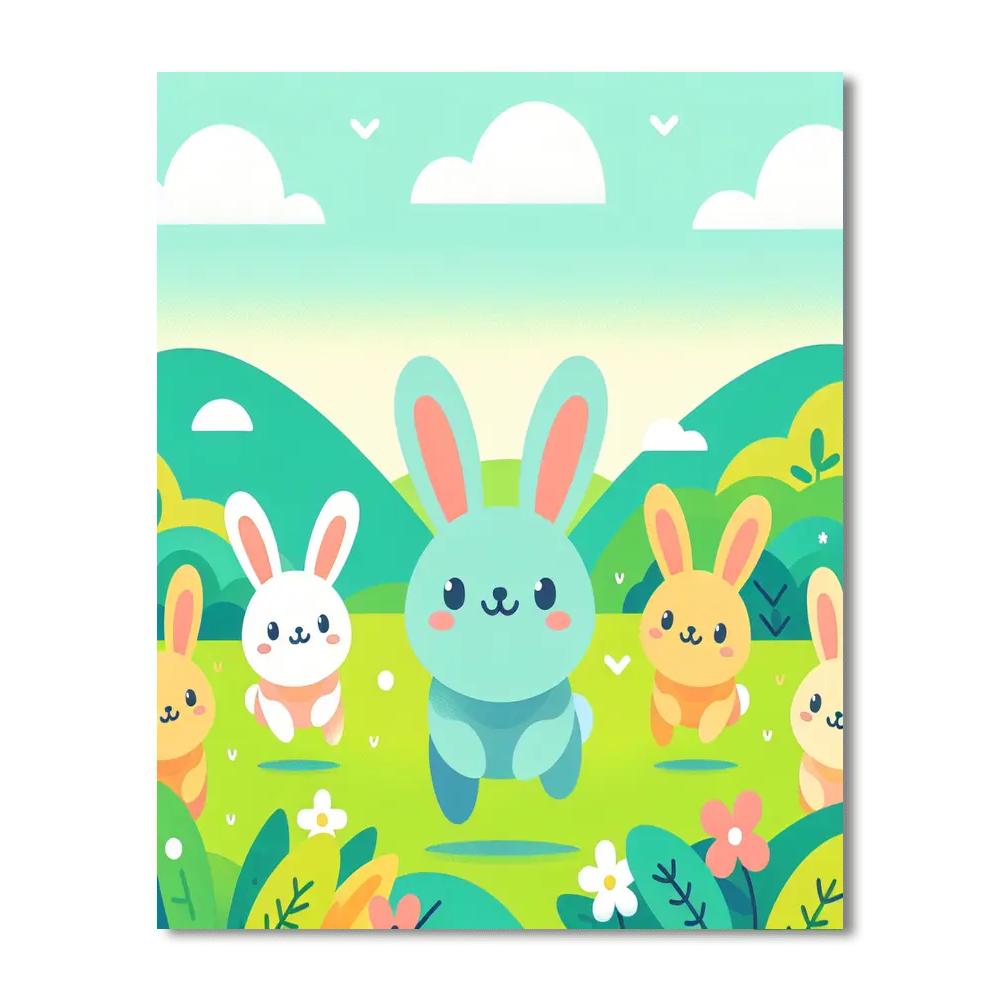 Bouncy Bunny Hopping Paint By Numbers