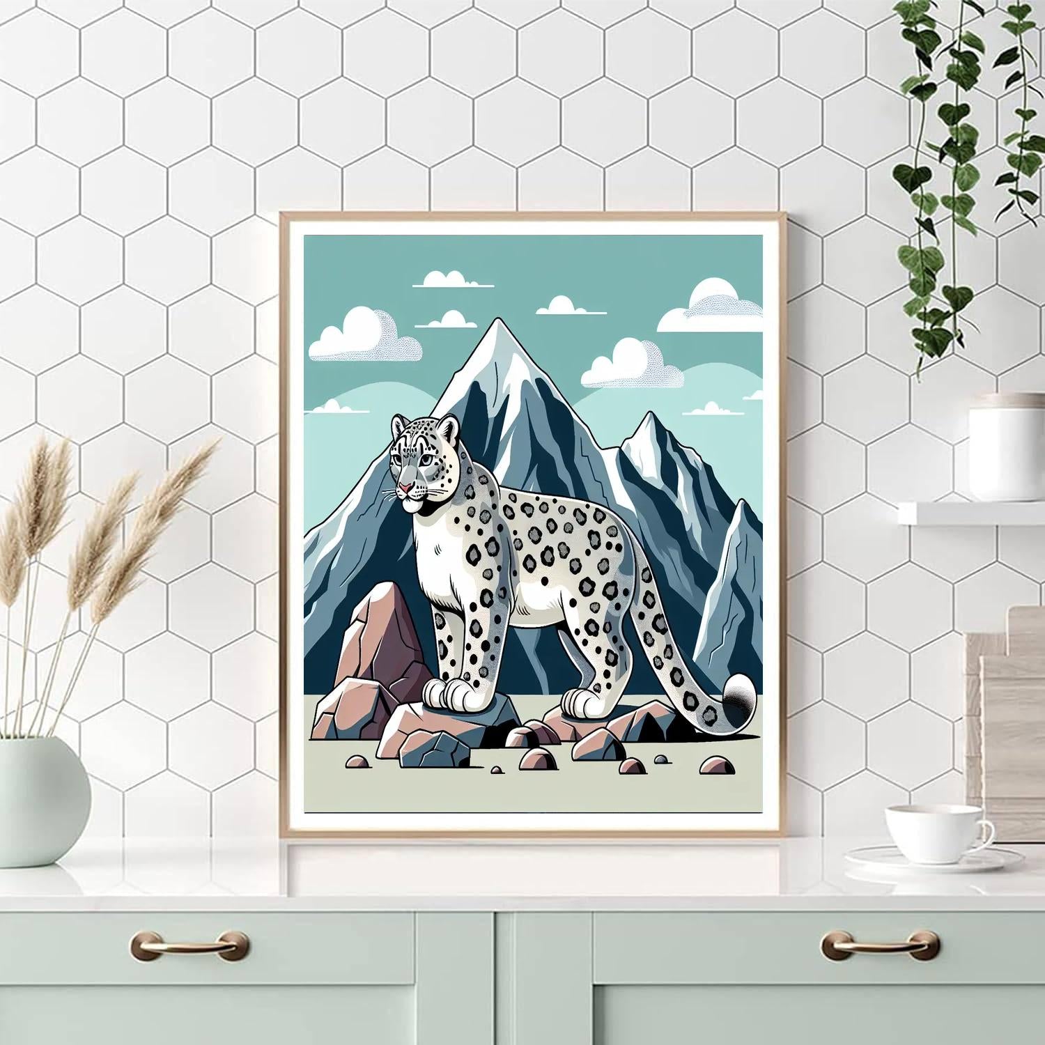 Sleek Snow Leopard Paint By Numbers Art