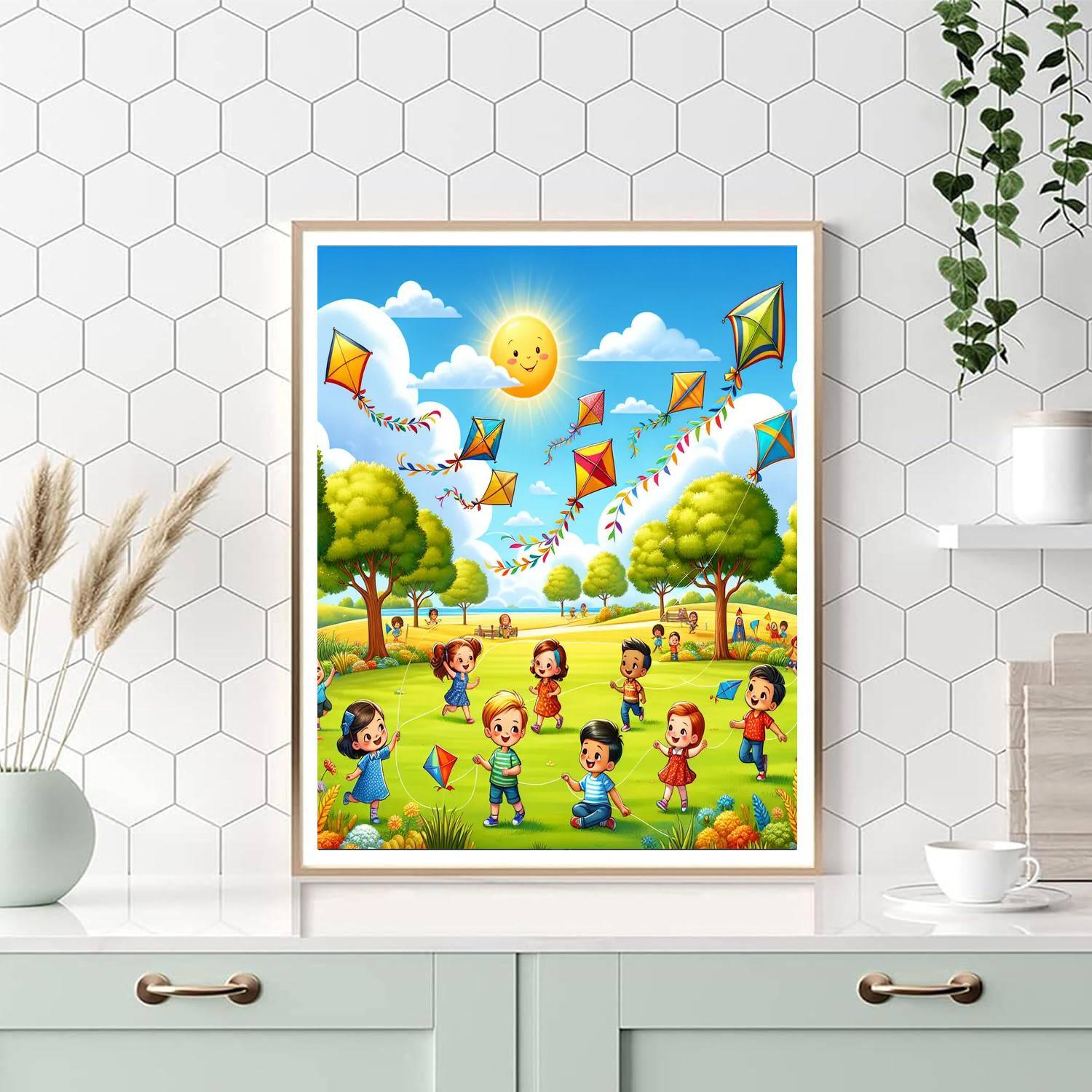 Joyful Kite Flying Adventure Paint By Numbers