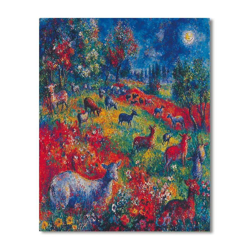 Marc Chagall Inspired Mystic Animals In Harmony  Paint By Numbers