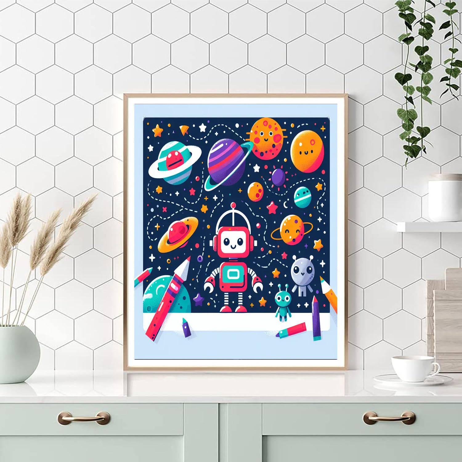 Outer Space Robot Quest Numbered Painting Kits
