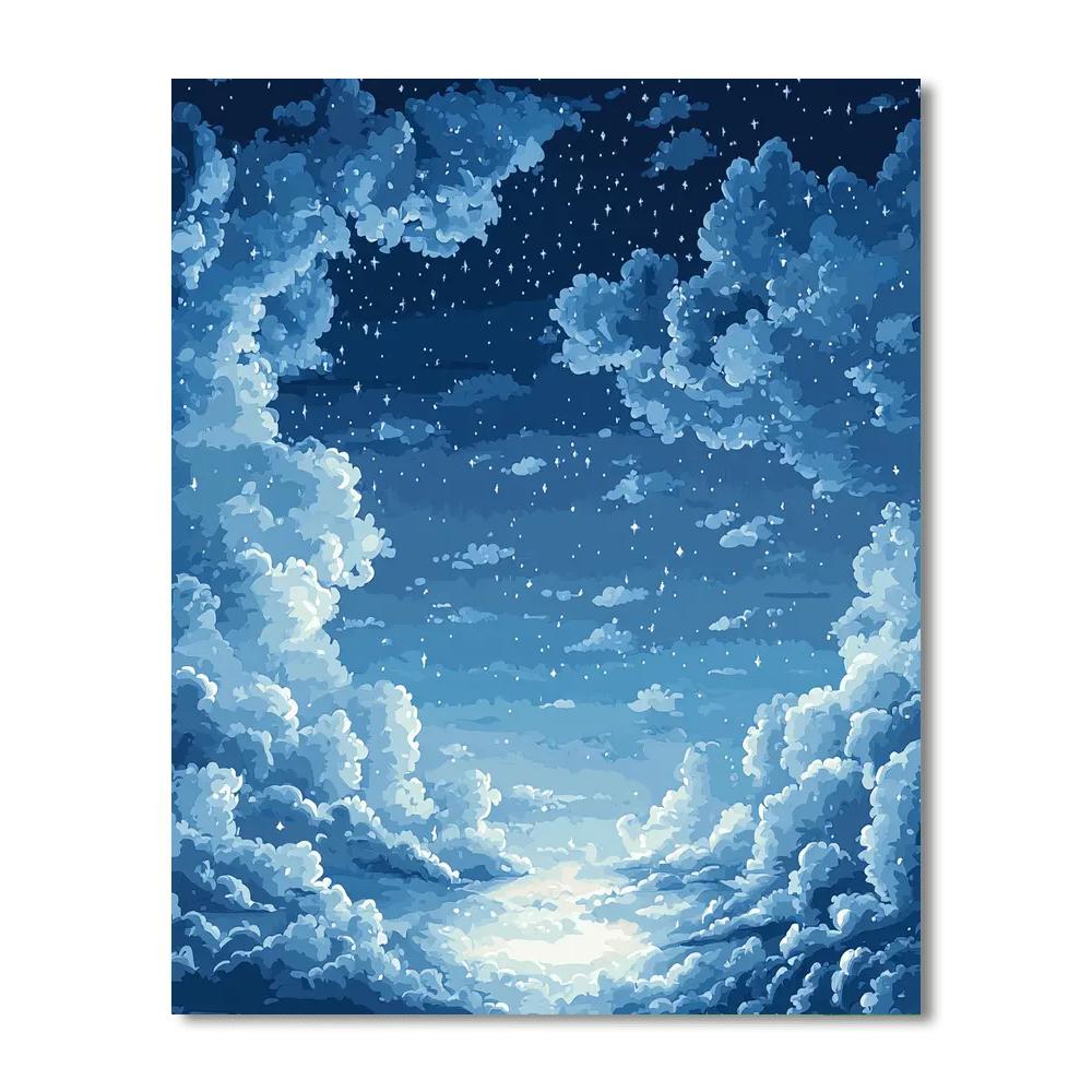 Zhao Mengfu Inspired Tranquil Nights Under The Stars  Paint By Color