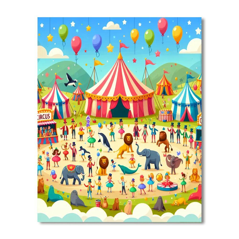Merry Magical Circus Number Painting