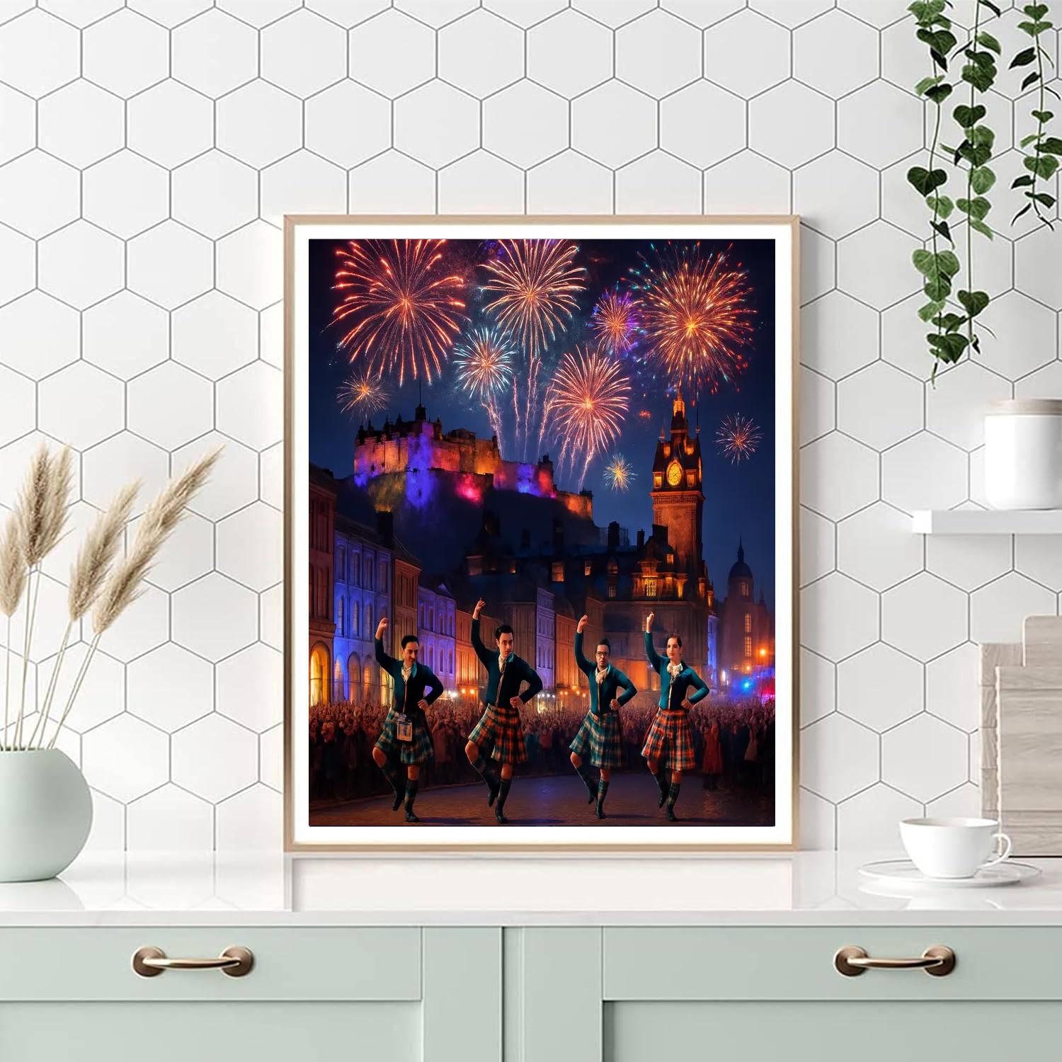 Hogmanay Fireworks - Edinburgh Number Painting