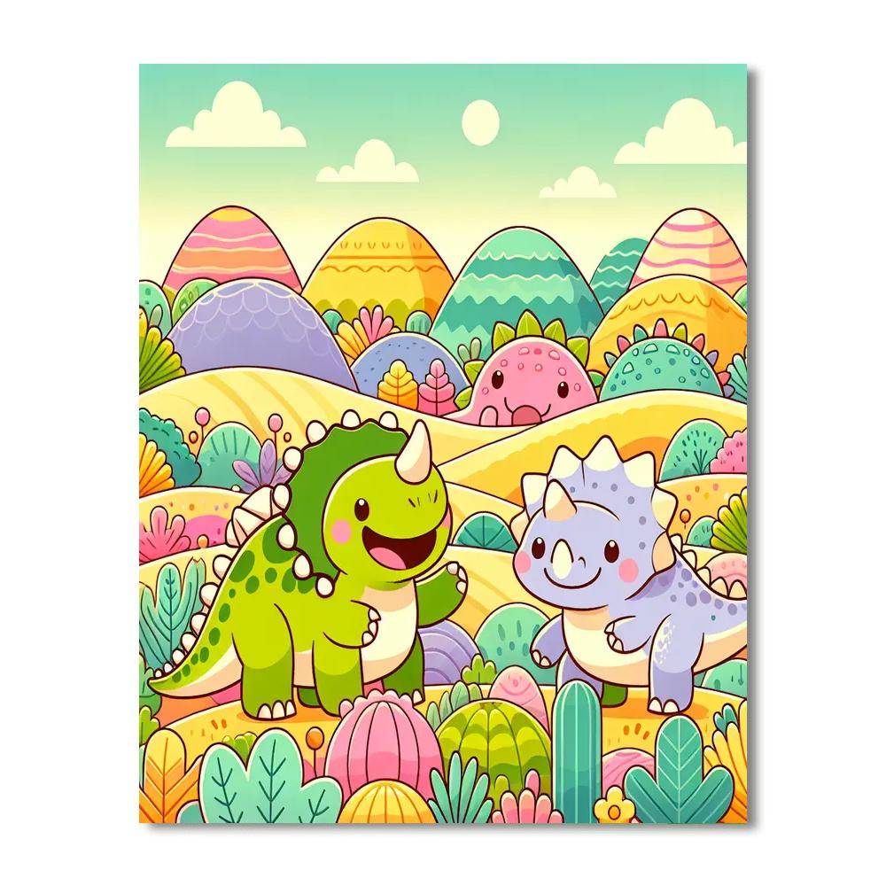 Joyful Dinosaurs In Playland DIY Paint By Numbers
