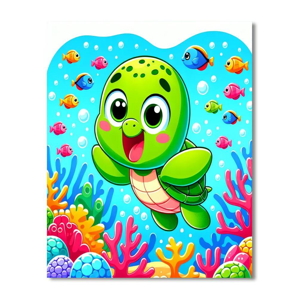 Excited Baby Turtle DIY Paint By Numbers