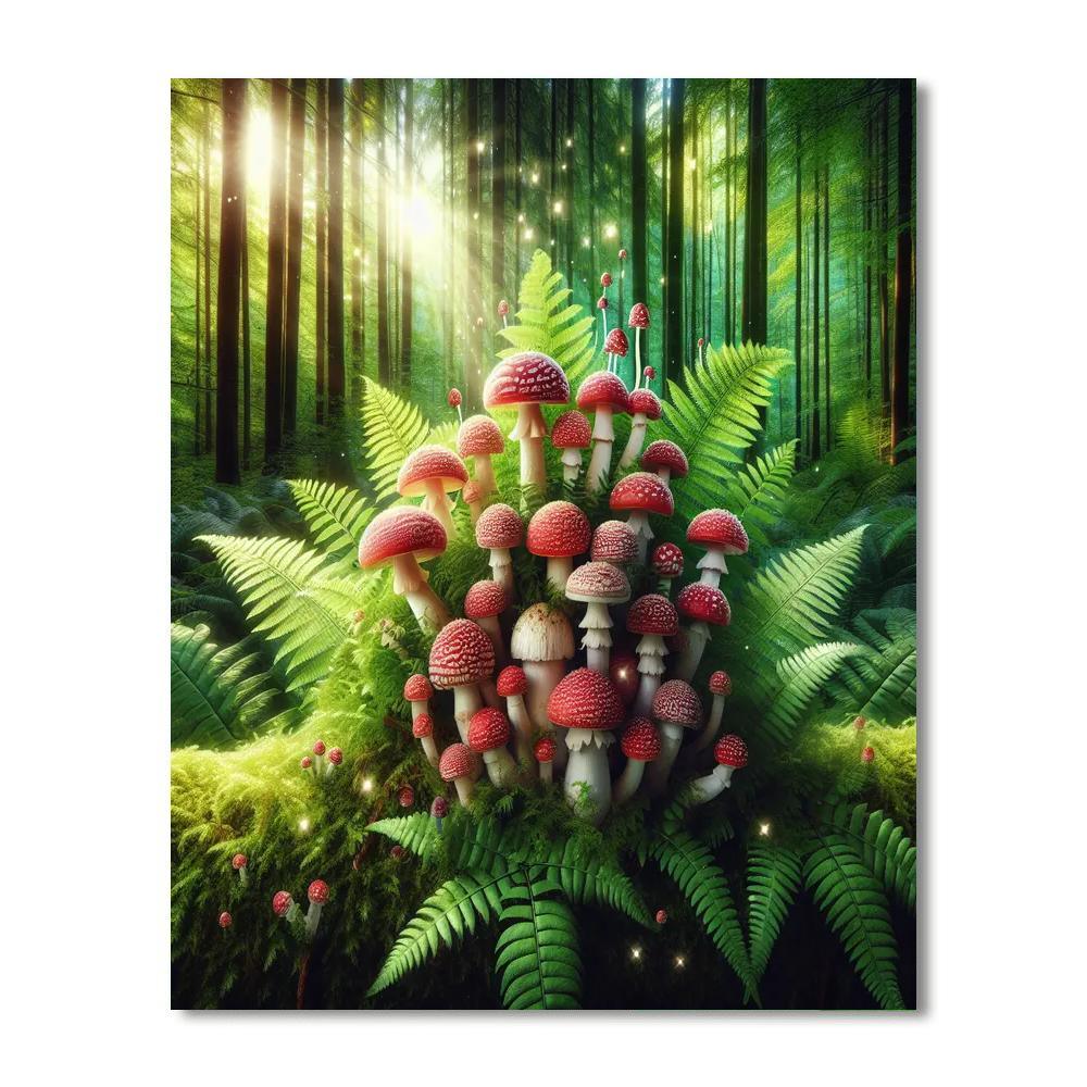 Forest Mushroom Delight Painting Number Kit