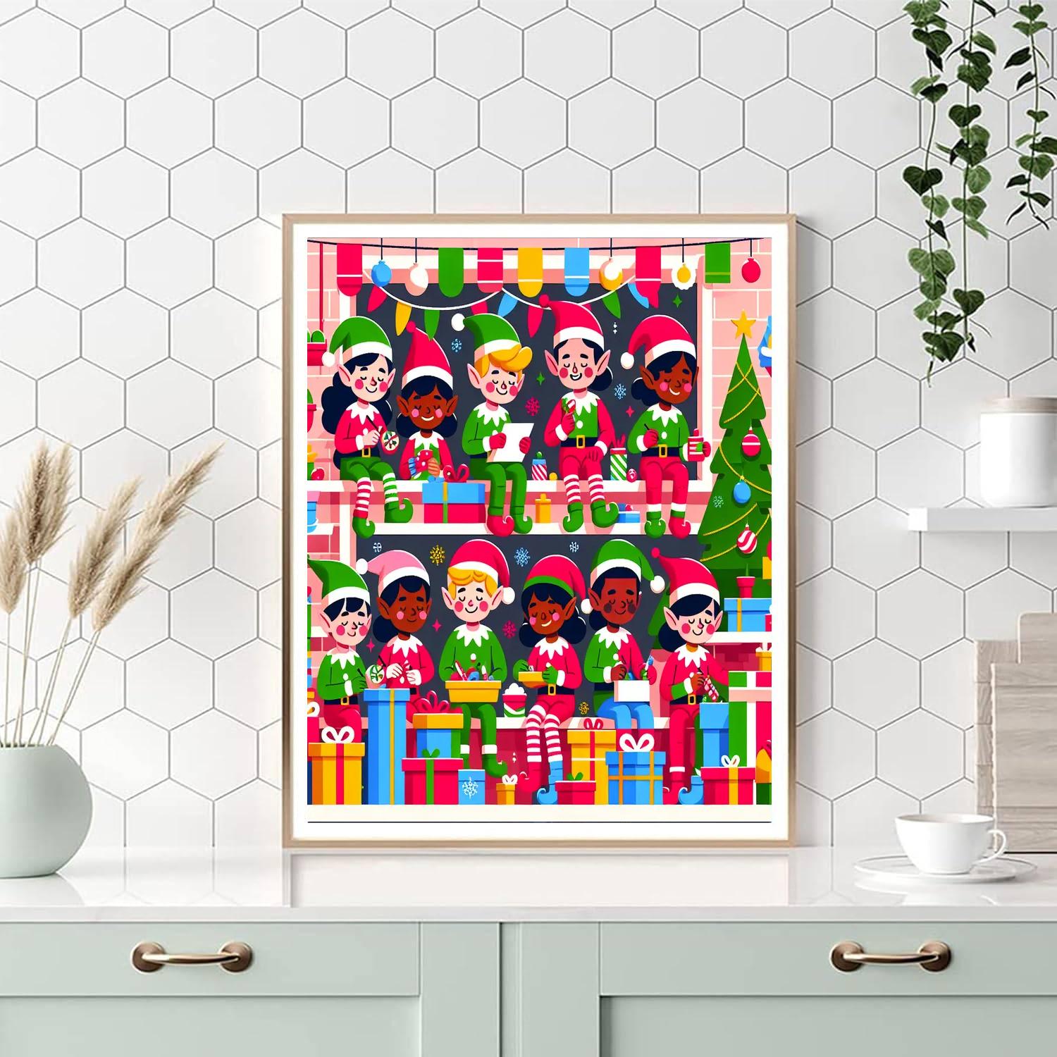 Cheery Holiday Elves Numbered Painting Kits