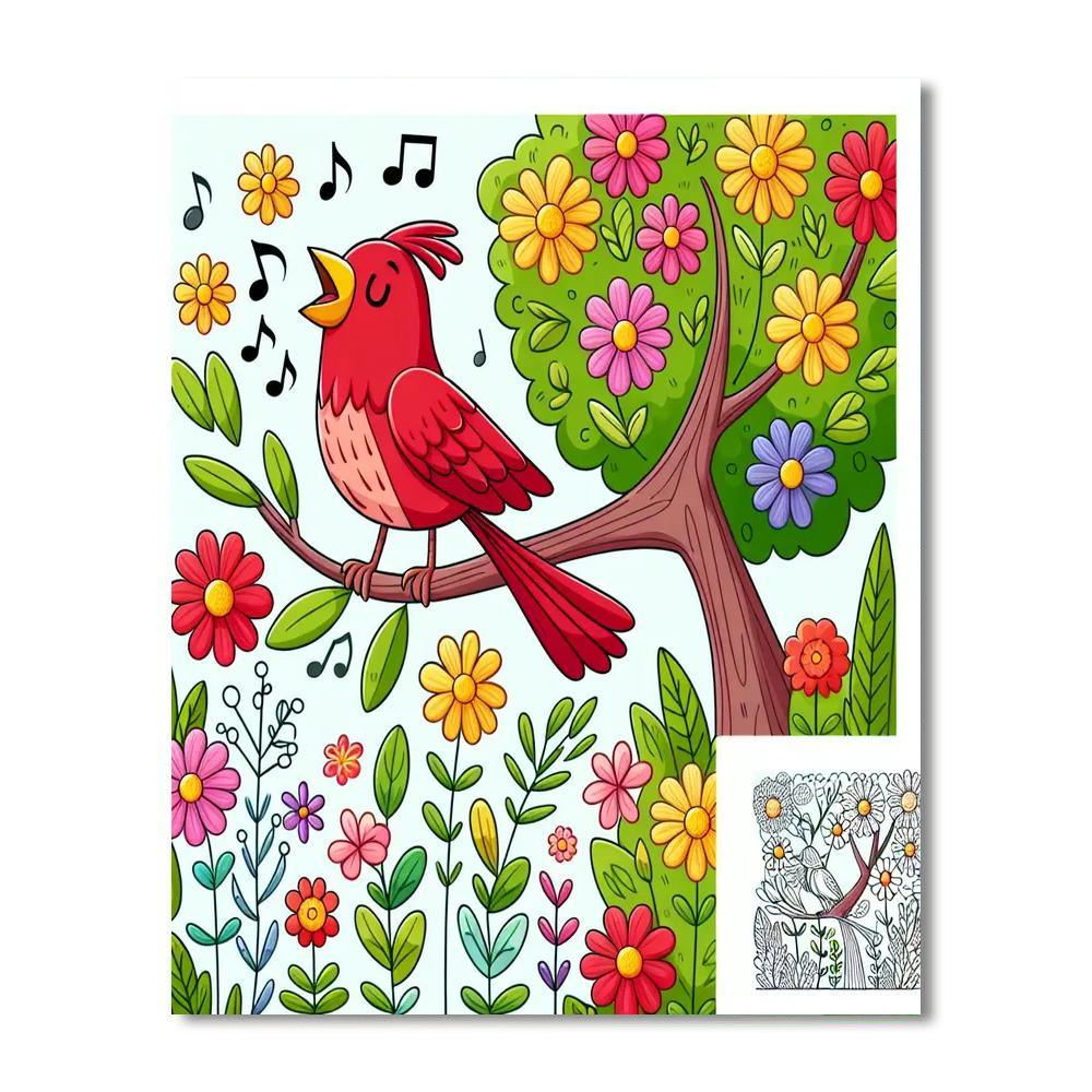 Cheerful Cardinal's Song Paint By Numbers