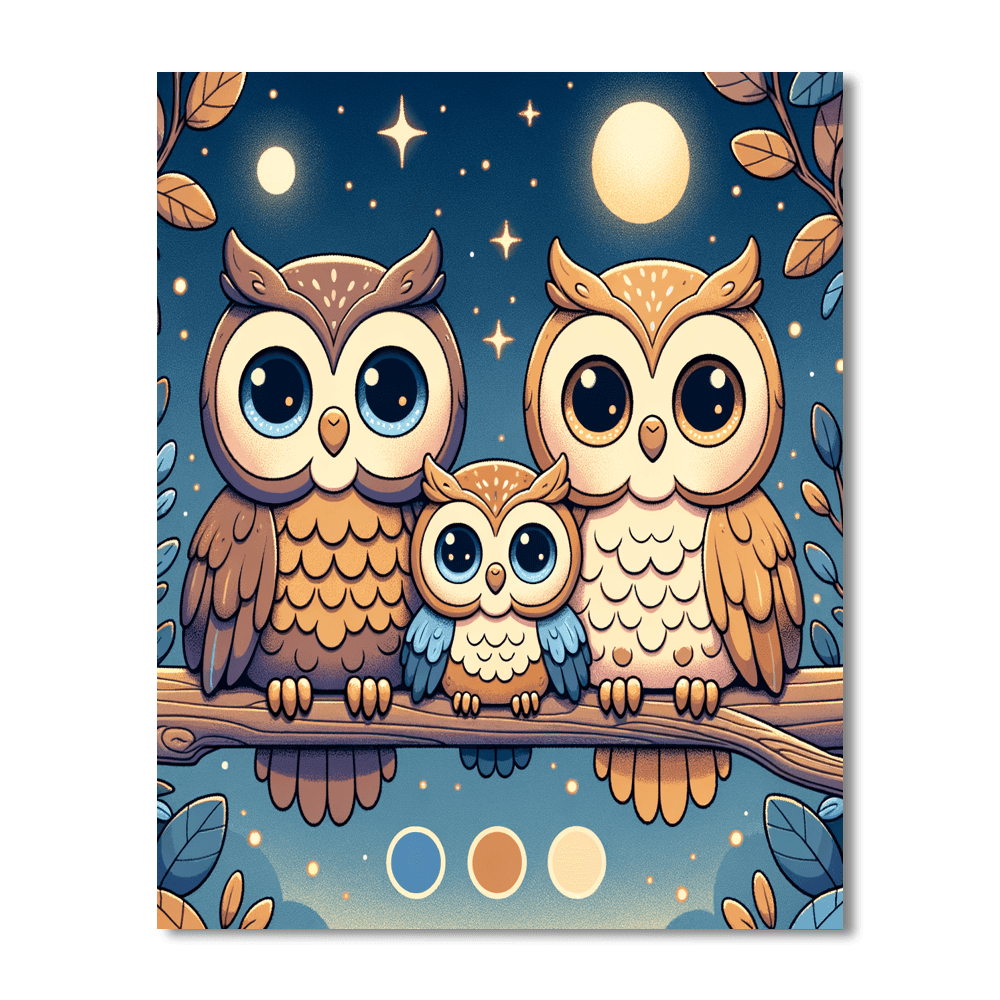Enchanting Owl Family Numbered Painting Kits