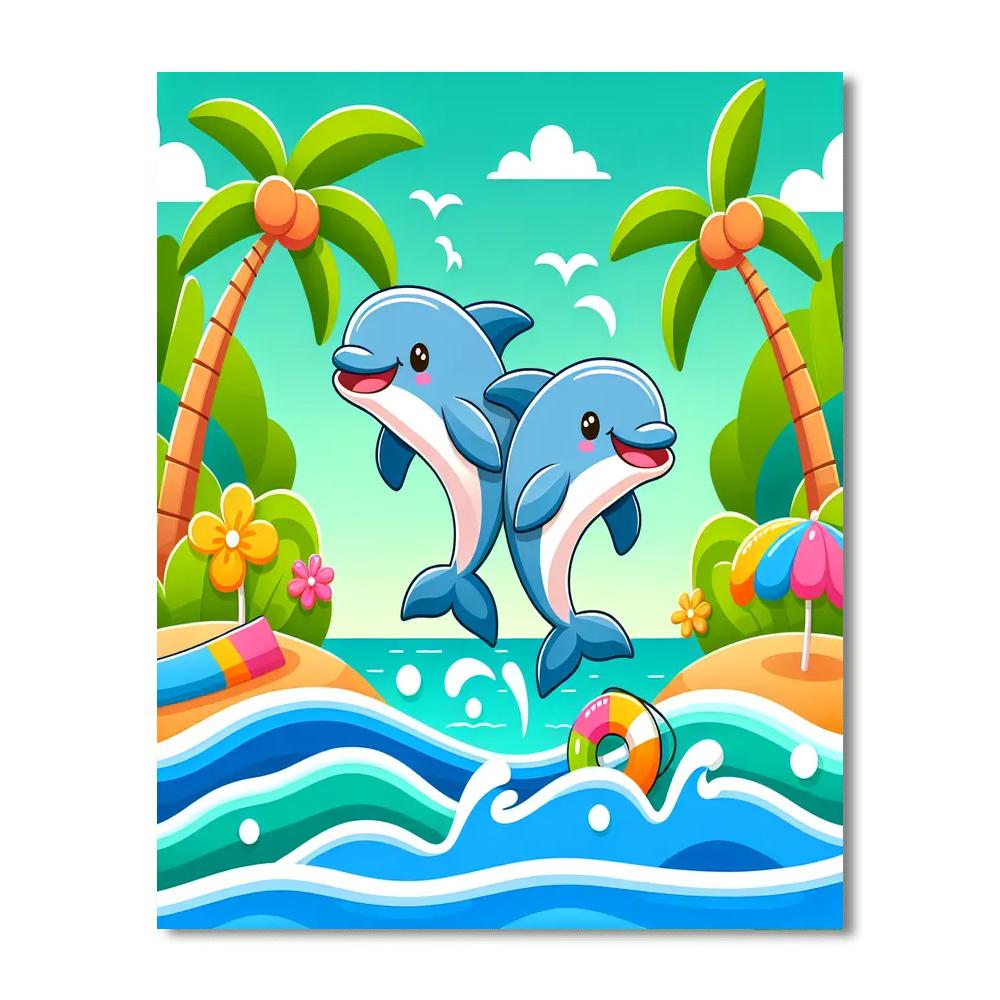 Friendly Dolphin Lagoon Numbered Painting Kits