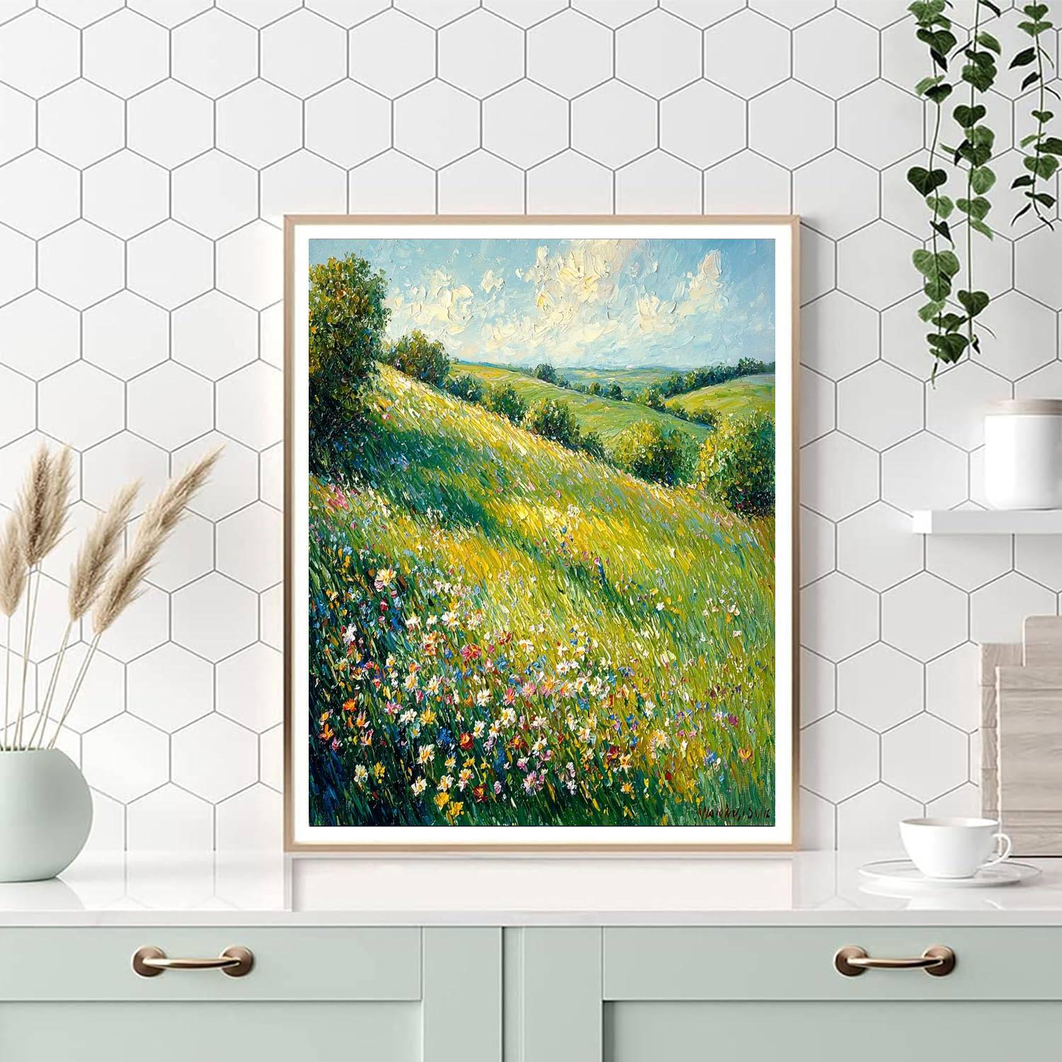 Leonardo Da Vinci Inspired Flowing Meadows  DIY Paint By Numbers