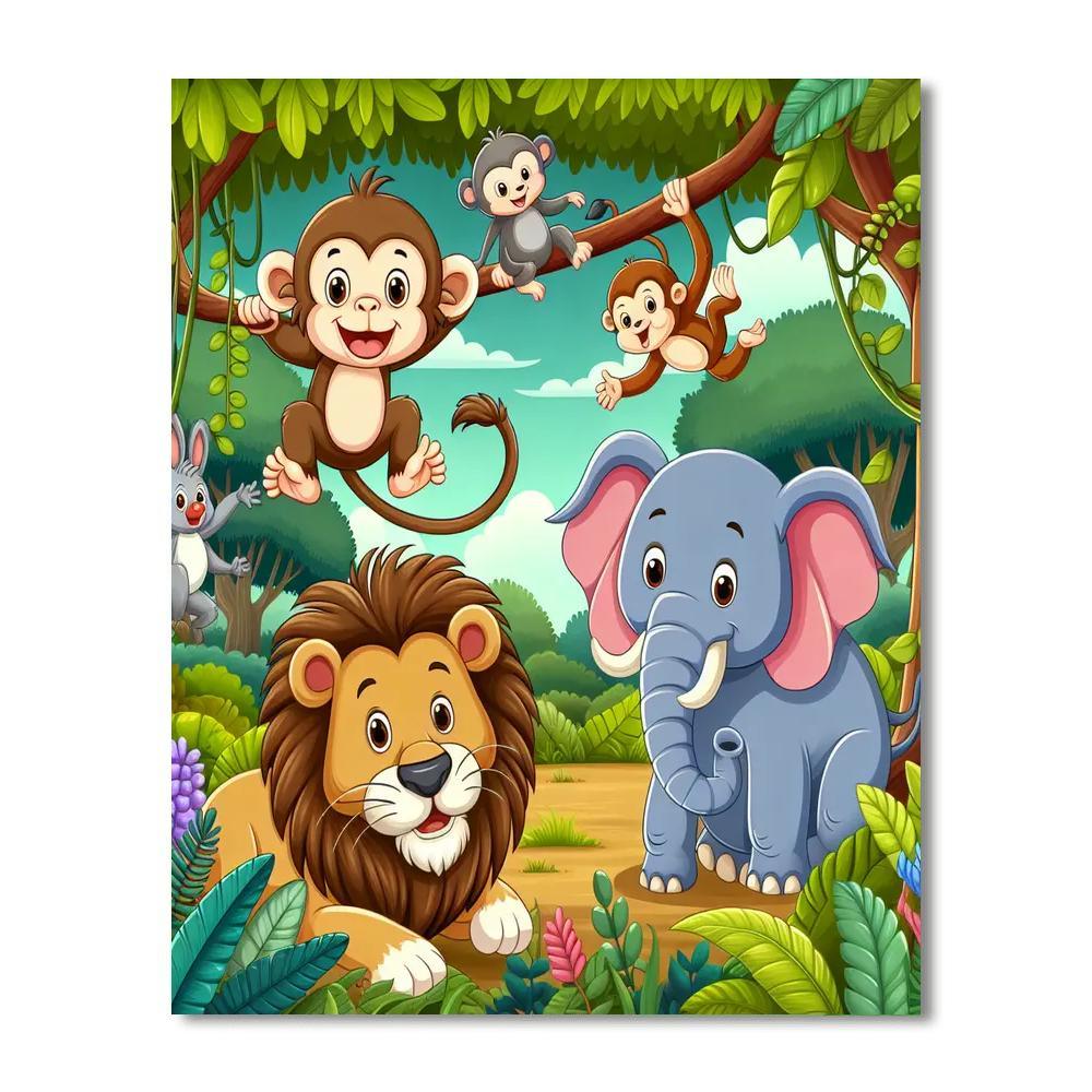 Cute Jungle Friends Numbered Painting Kits