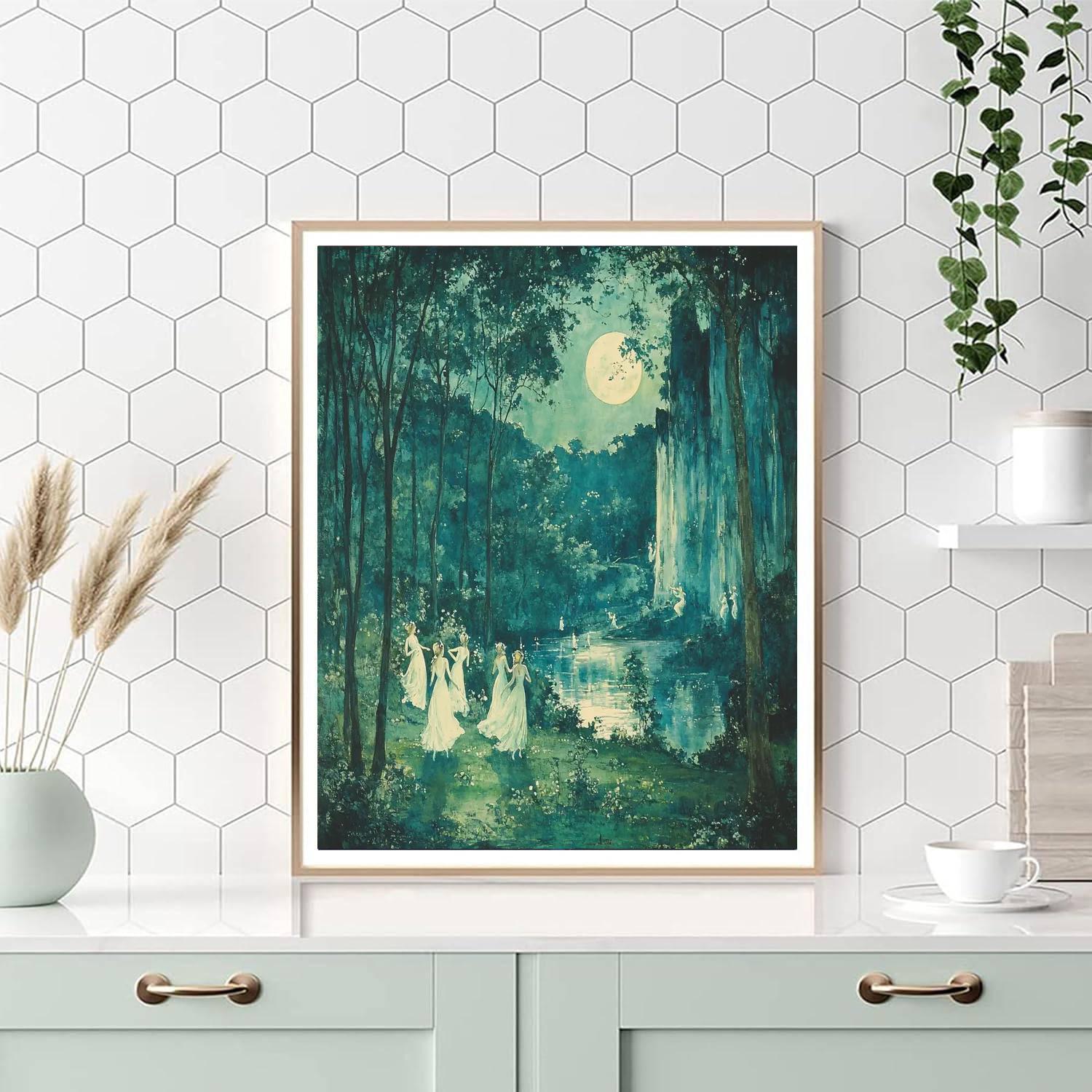 John William Waterhouse Inspired Mythical Forest Glade  Number Painting