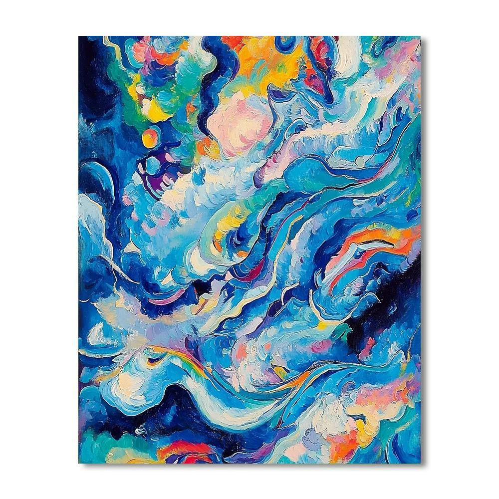 Wassily Kandinsky Inspired Dreamy Abstract Waves  Number Painting