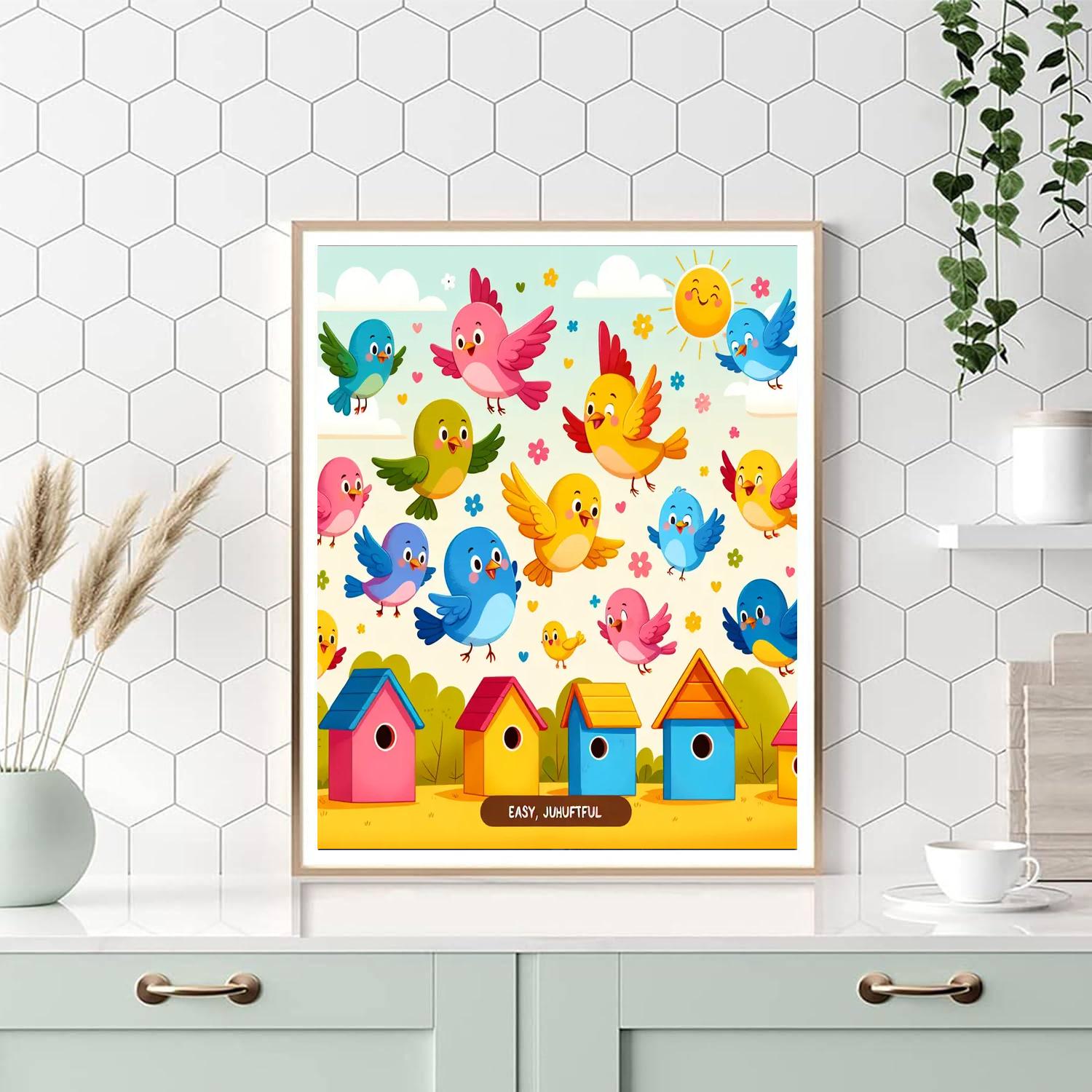 Happy Bird Sanctuary Number Painting