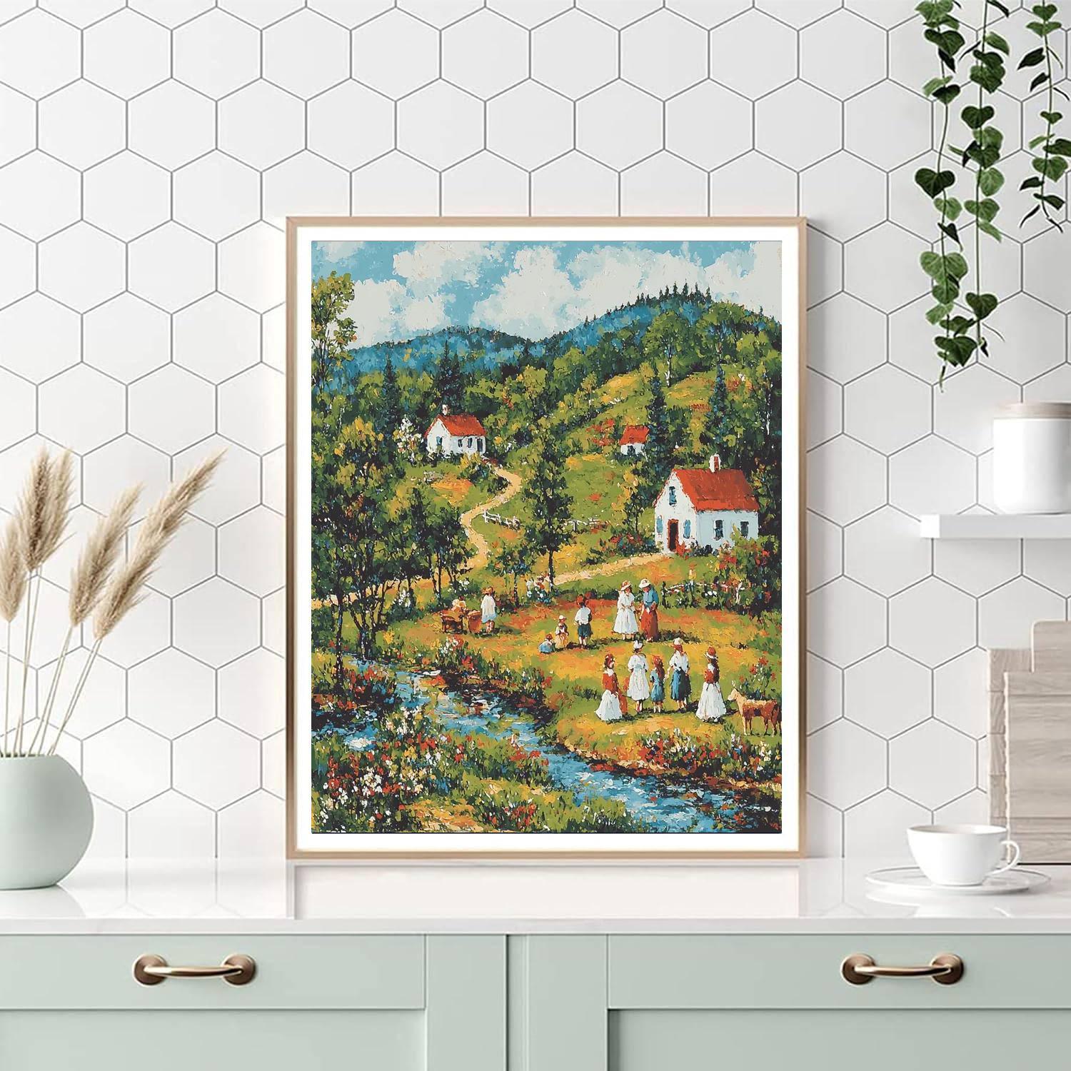 Grandma Moses Inspired Charming Folk Art  Paint By Numbers Kits