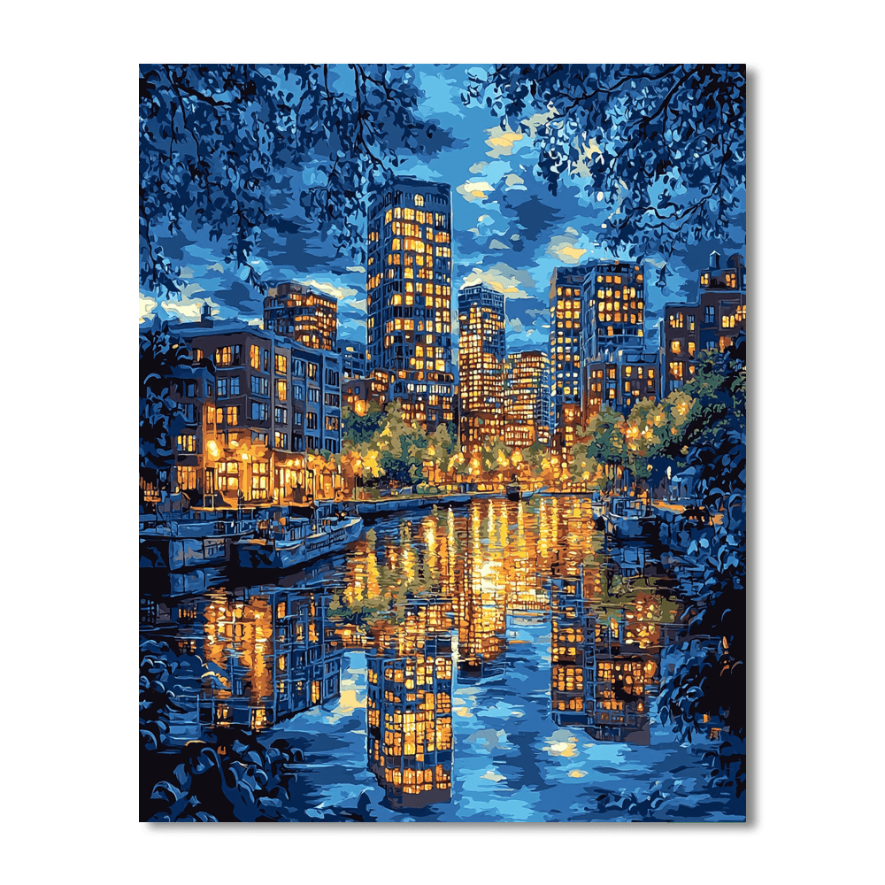 Edward Hopper Inspired Dreamy Cityscape  Paint By Numbers Art