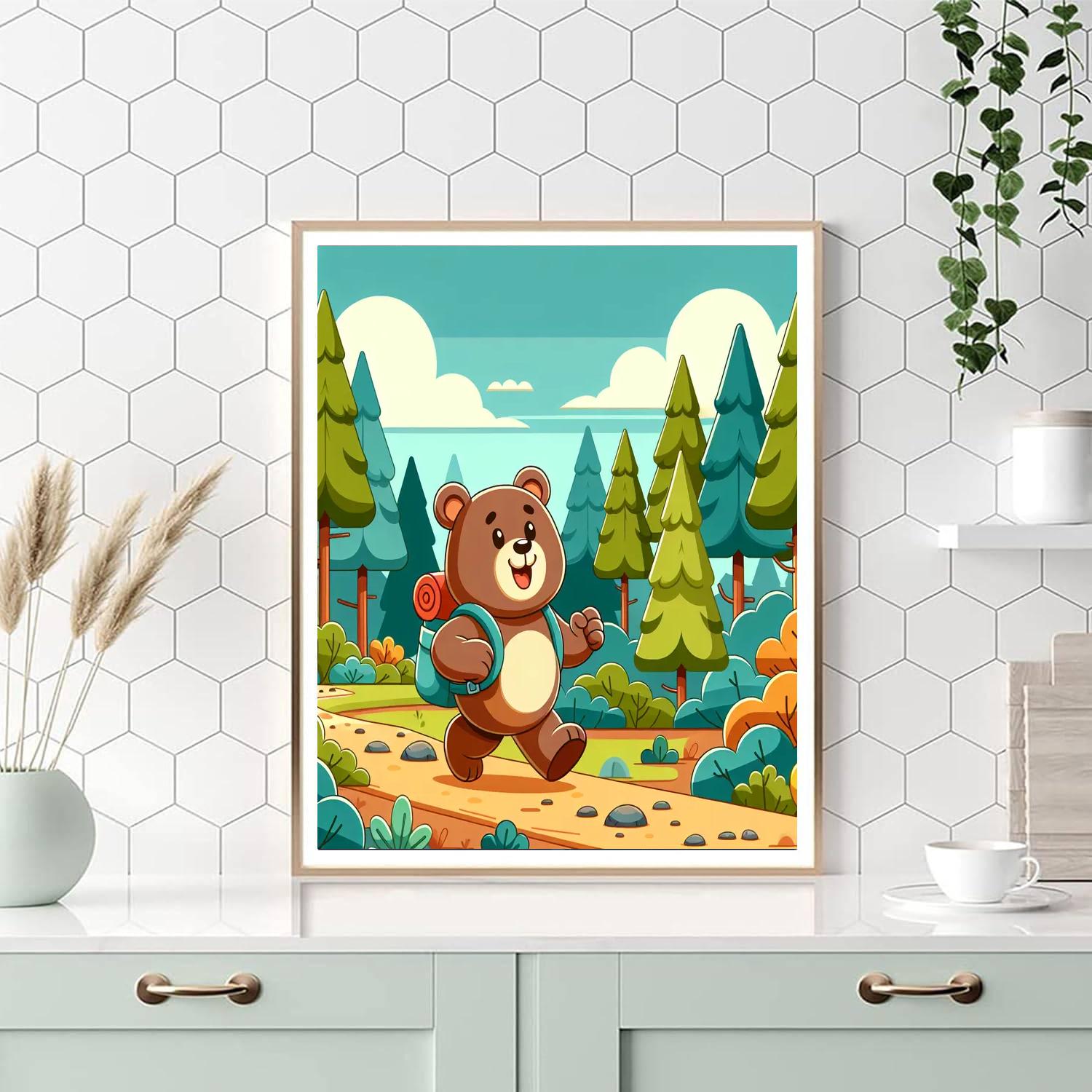 Hiking Bear Paint By Number