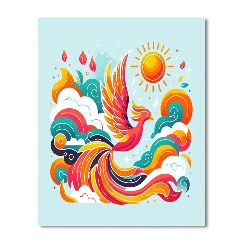 Fiery Phoenix Fantasy Painting Number Kit