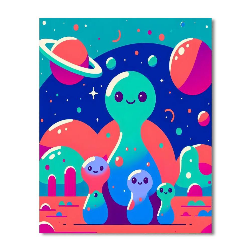 Friendly Alien World Number Painting
