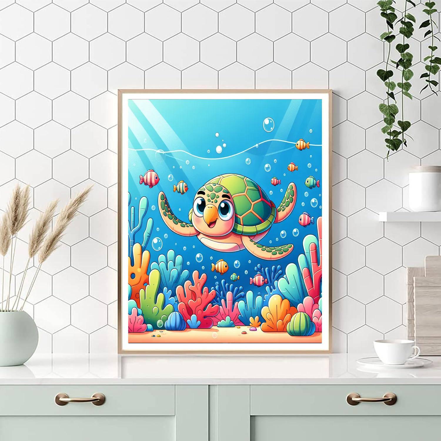 Sunny Sea Turtle Adventure Painting Number Kit