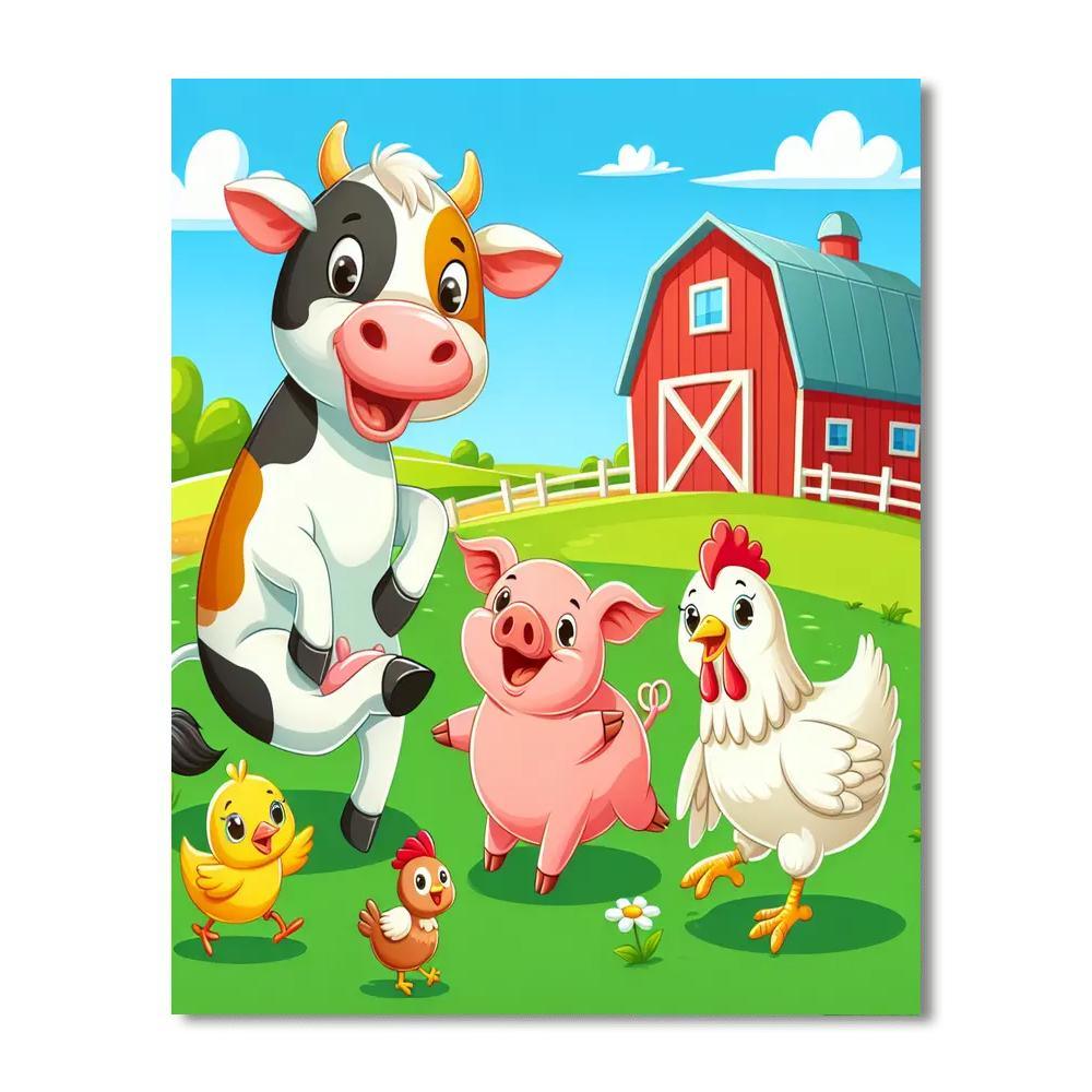 Farmyard Animal Playtime DIY Paint By Numbers