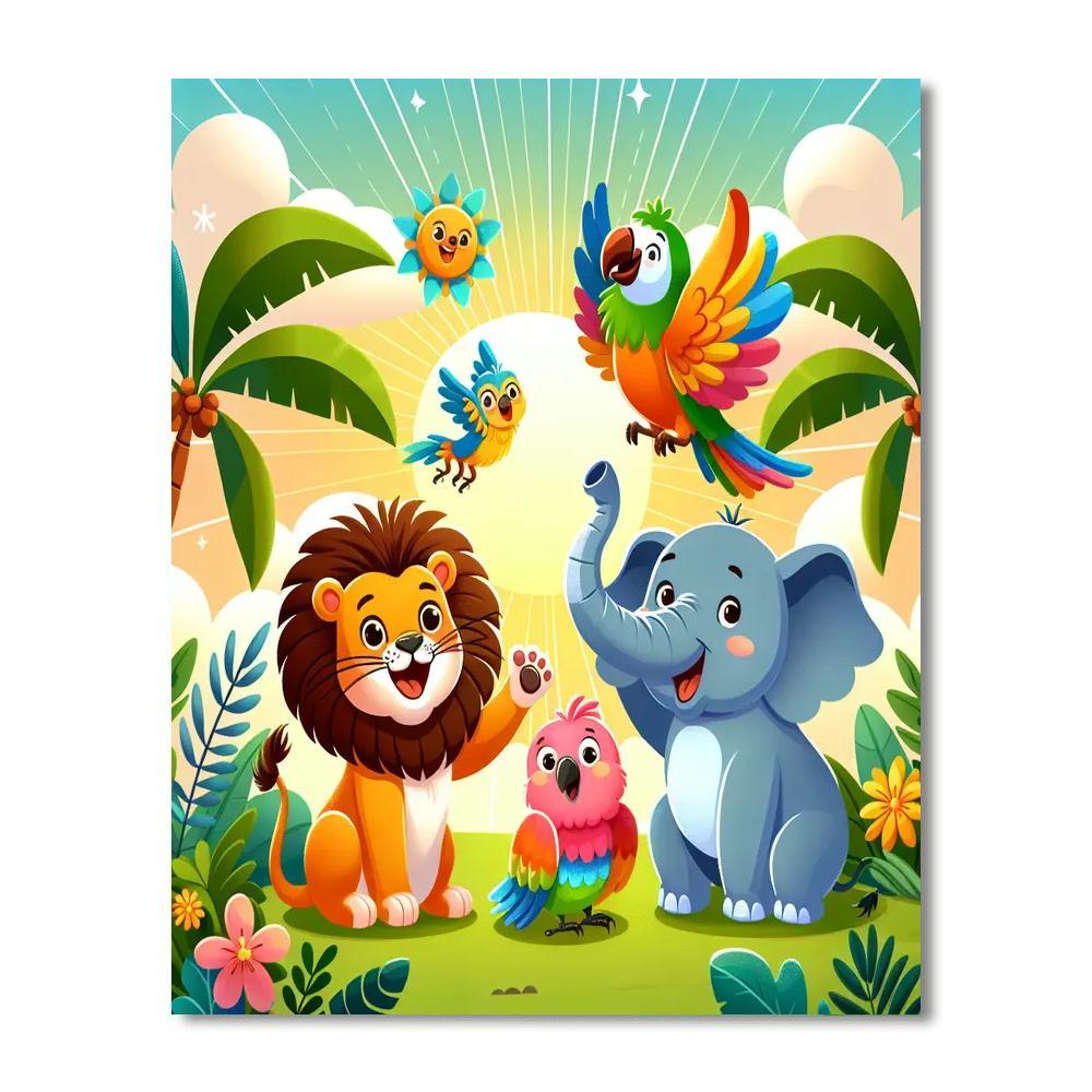Funky Animal Kingdom Paint By Numbers Art