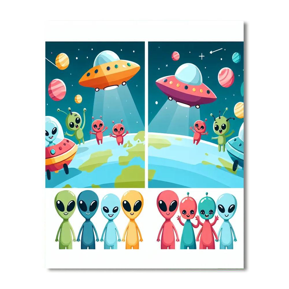 Cute Aliens From Planet Zog Number Painting