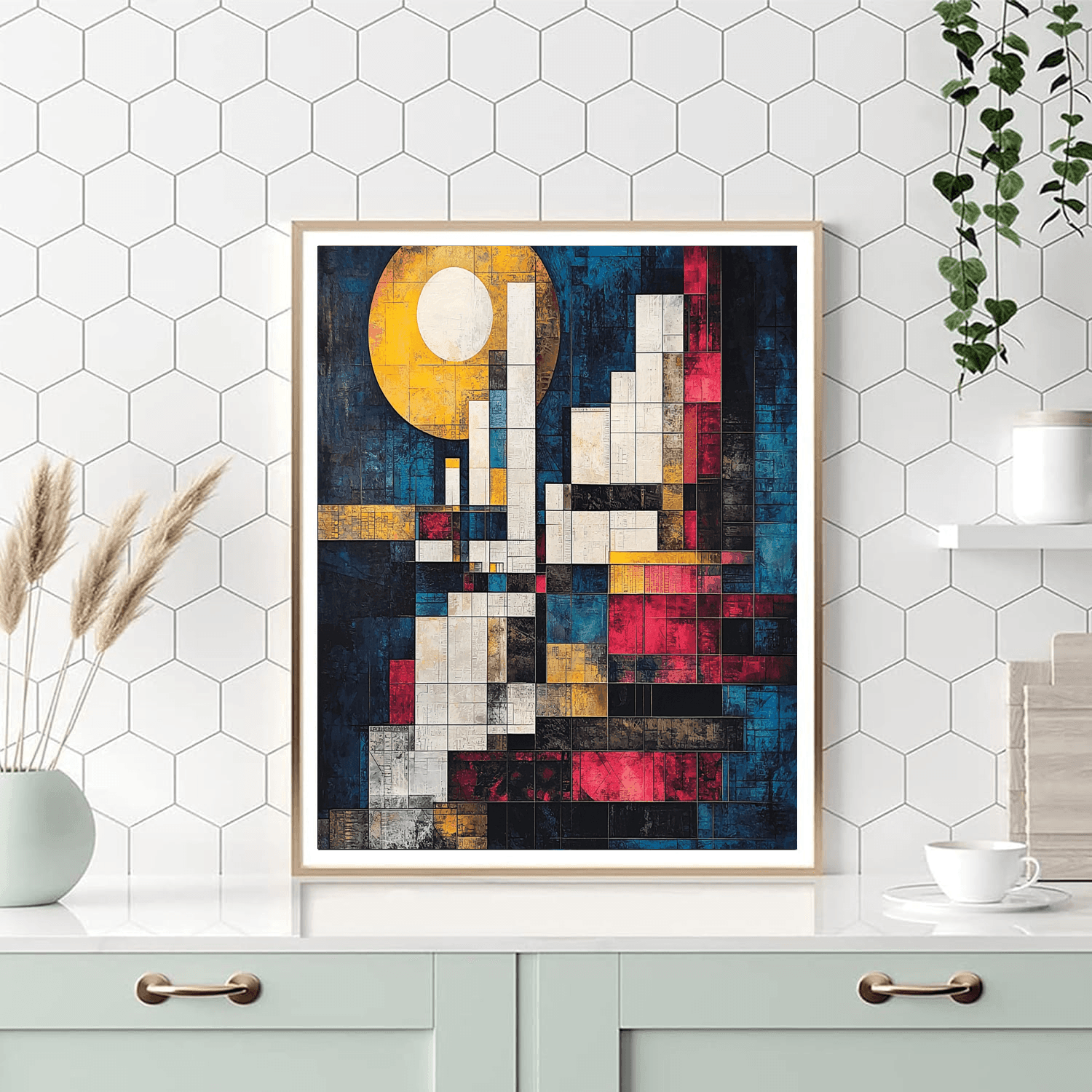 Piet Mondrian Inspired Geometric Cityscape  Paint By Color
