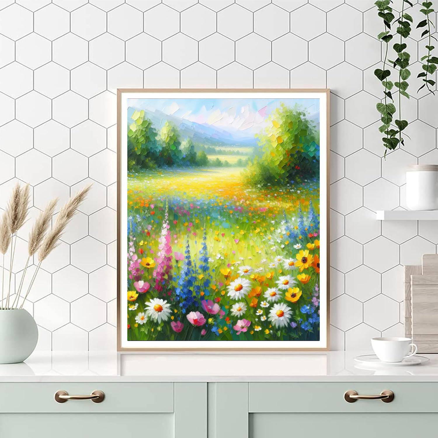 Vibrant Blossoming Meadow Painting Number Kit