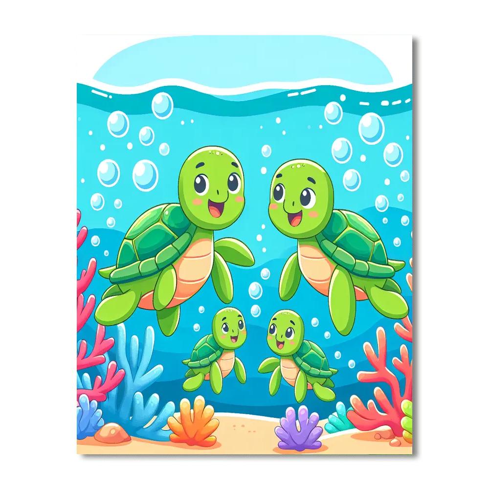 Charming Turtle Family Numbered Painting Kits