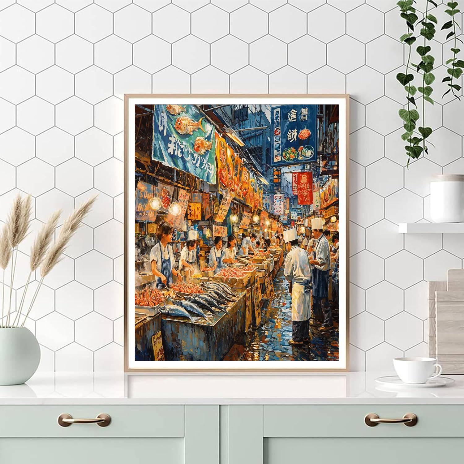 Tsukiji Outer Market In Tokyo Painting Number Kit