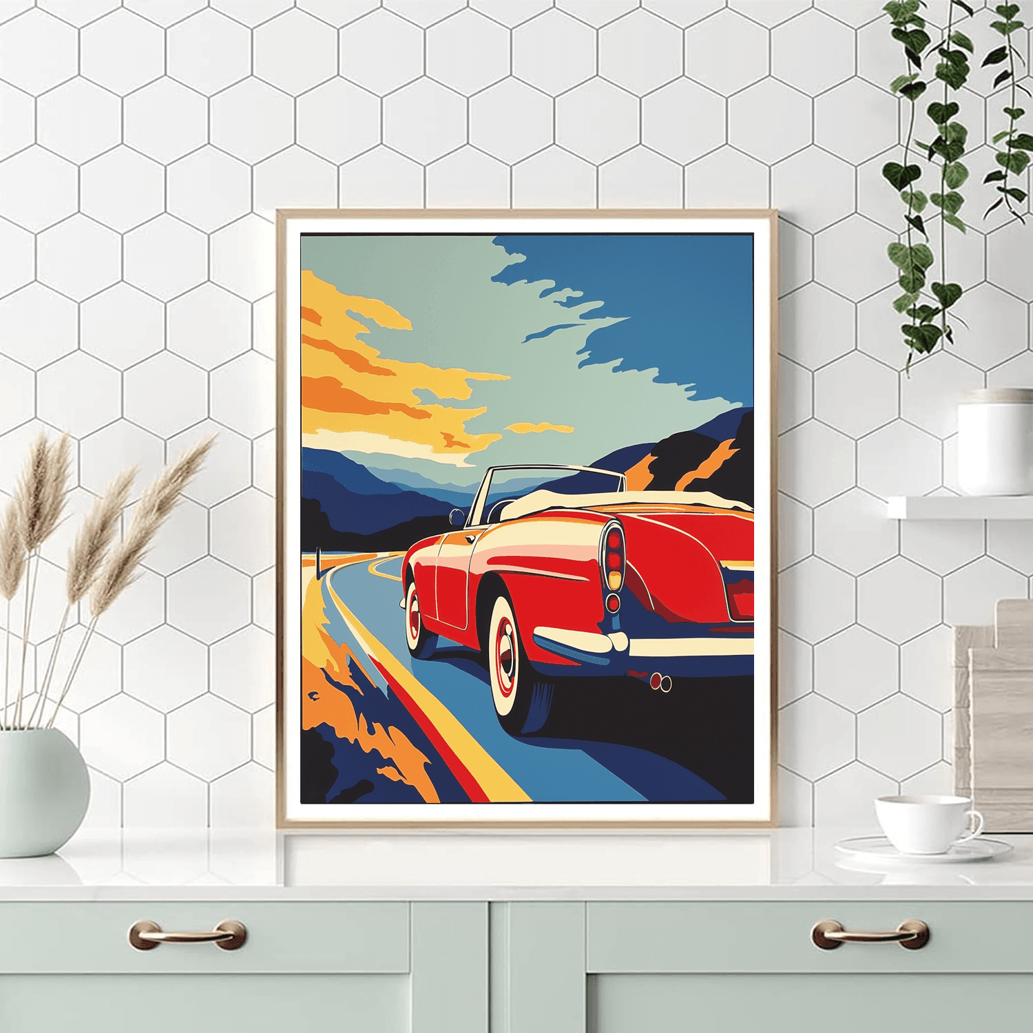 Roy Lichtenstein Inspired Retro Road Trip  DIY Paint By Numbers