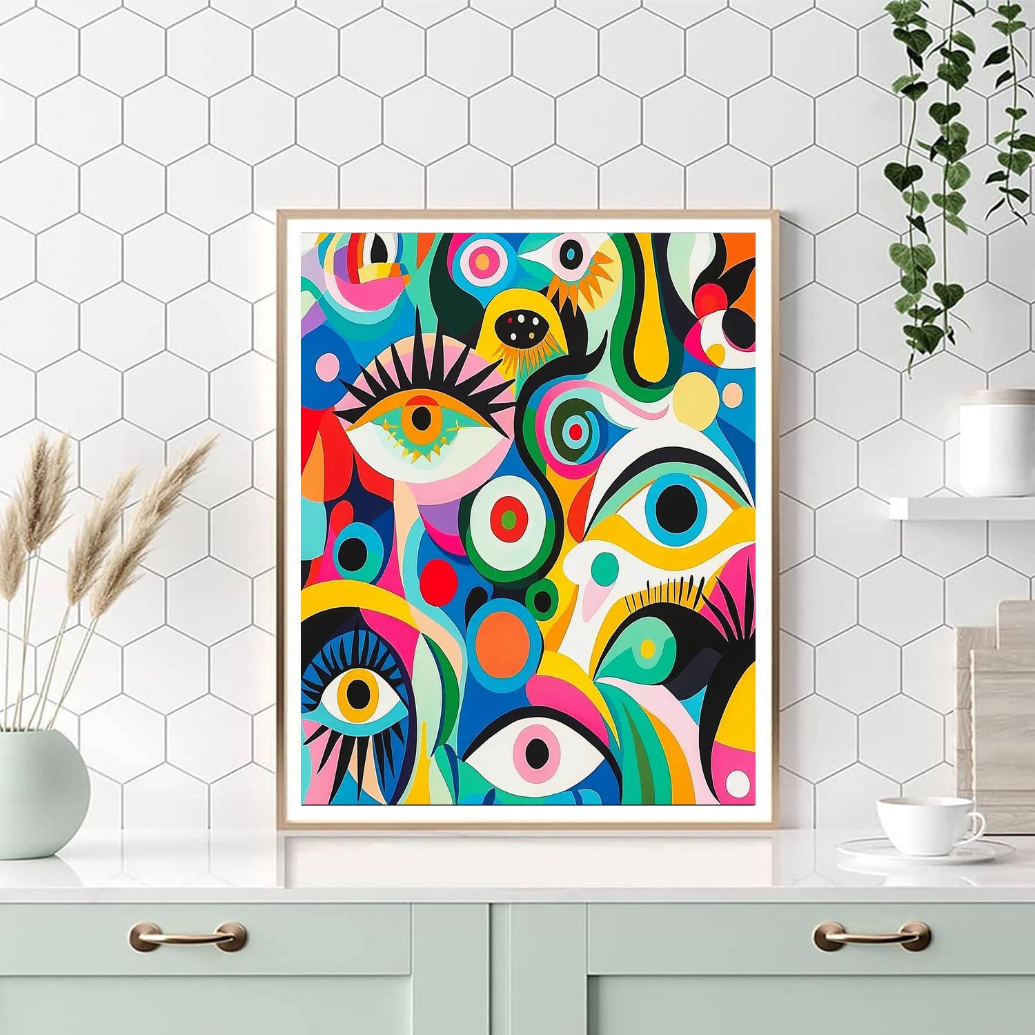 Joan Miró Inspired Mystic Symbols  Number Painting