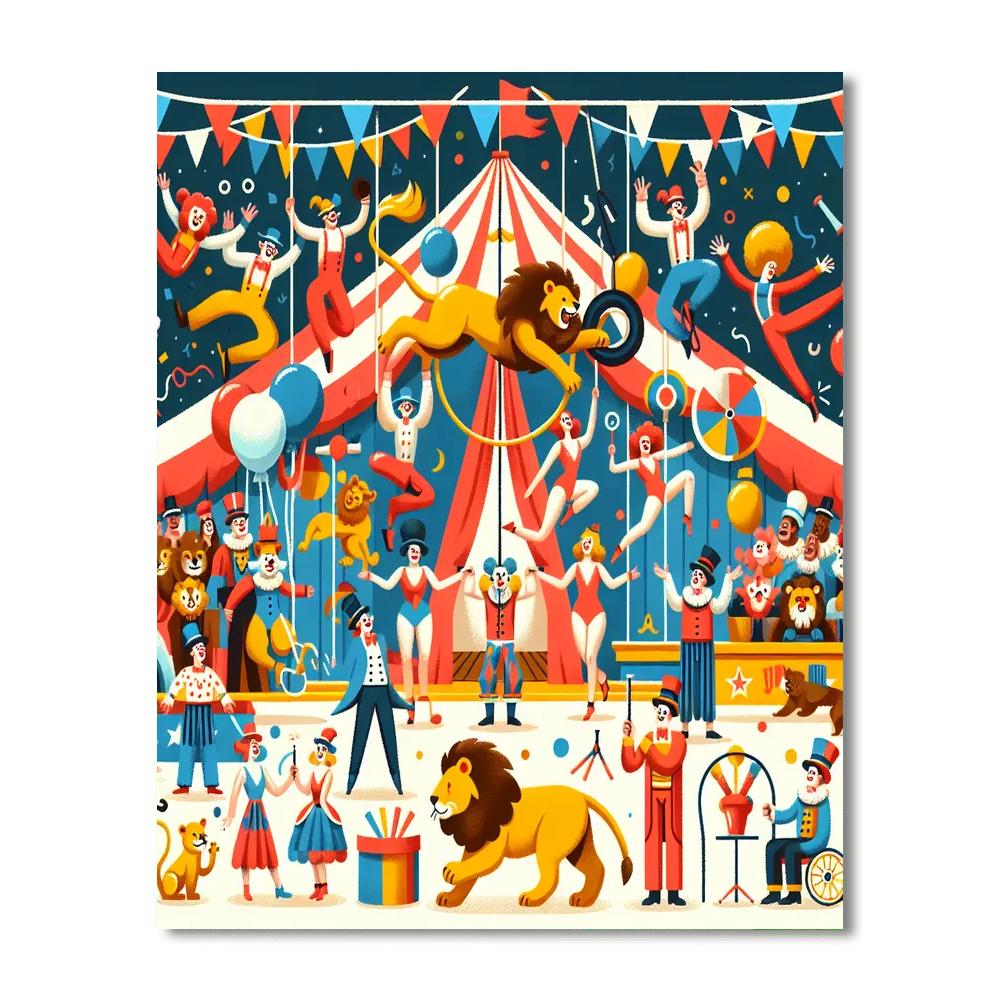 Happy Circus Spectacle Paint By Numbers Art