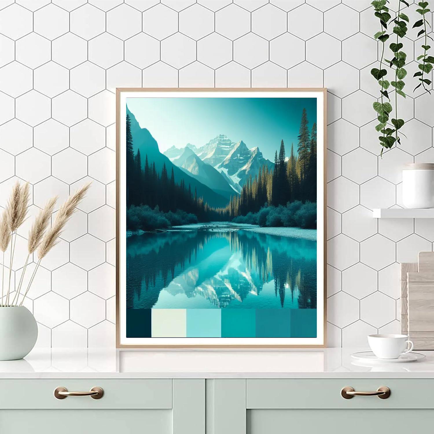 Mountain River Reflection Numbered Painting Kits