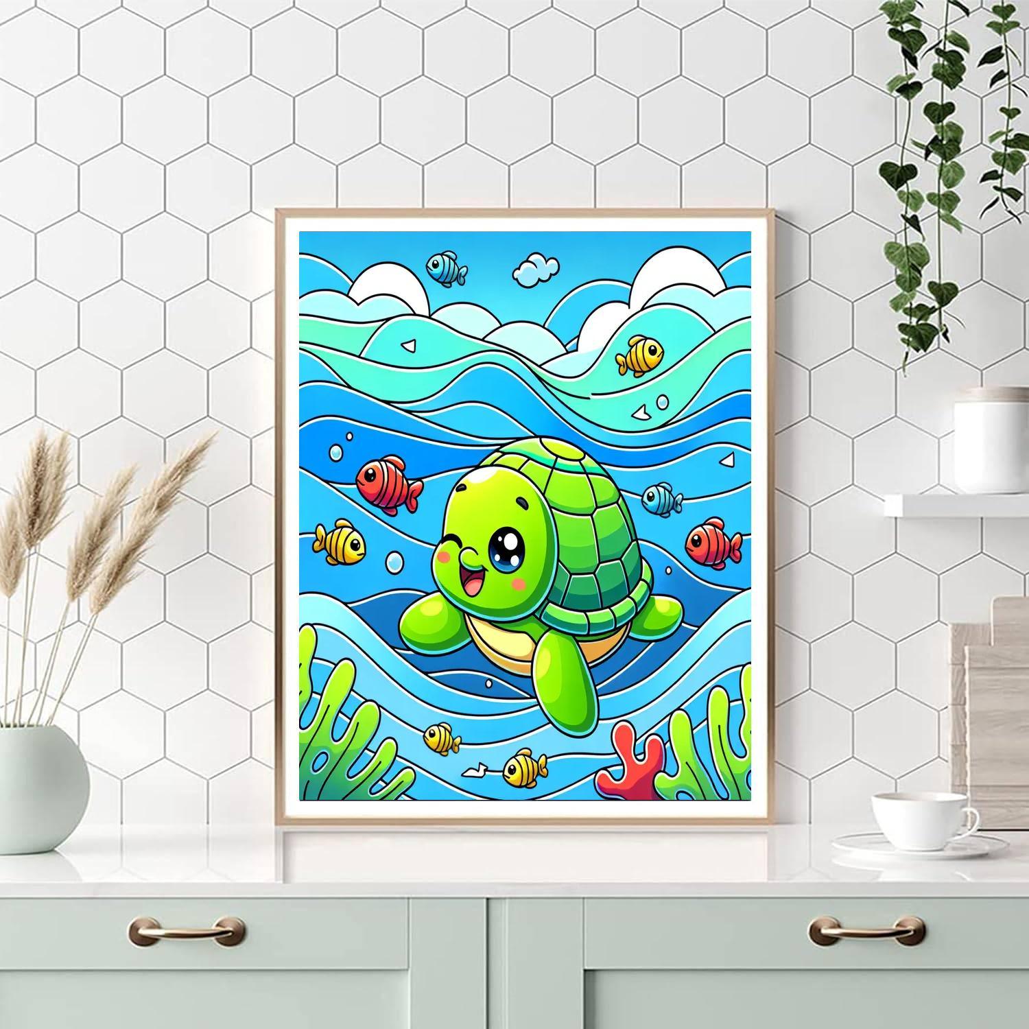 Cheerful Turtle Paint By Numbers