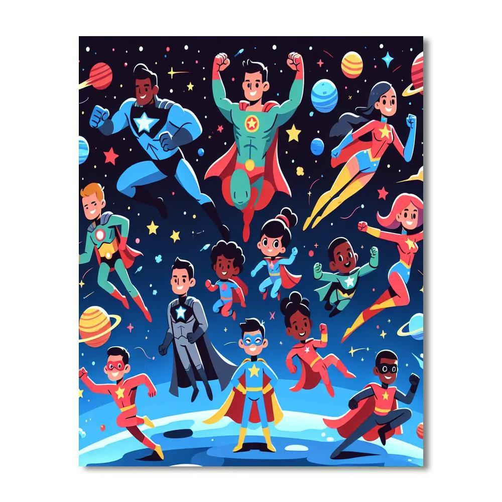 Cartoon Galaxy Heroes Paint By Numbers Kits
