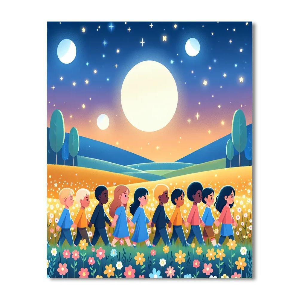 Moonlit Meadow Walk Painting Number Kit