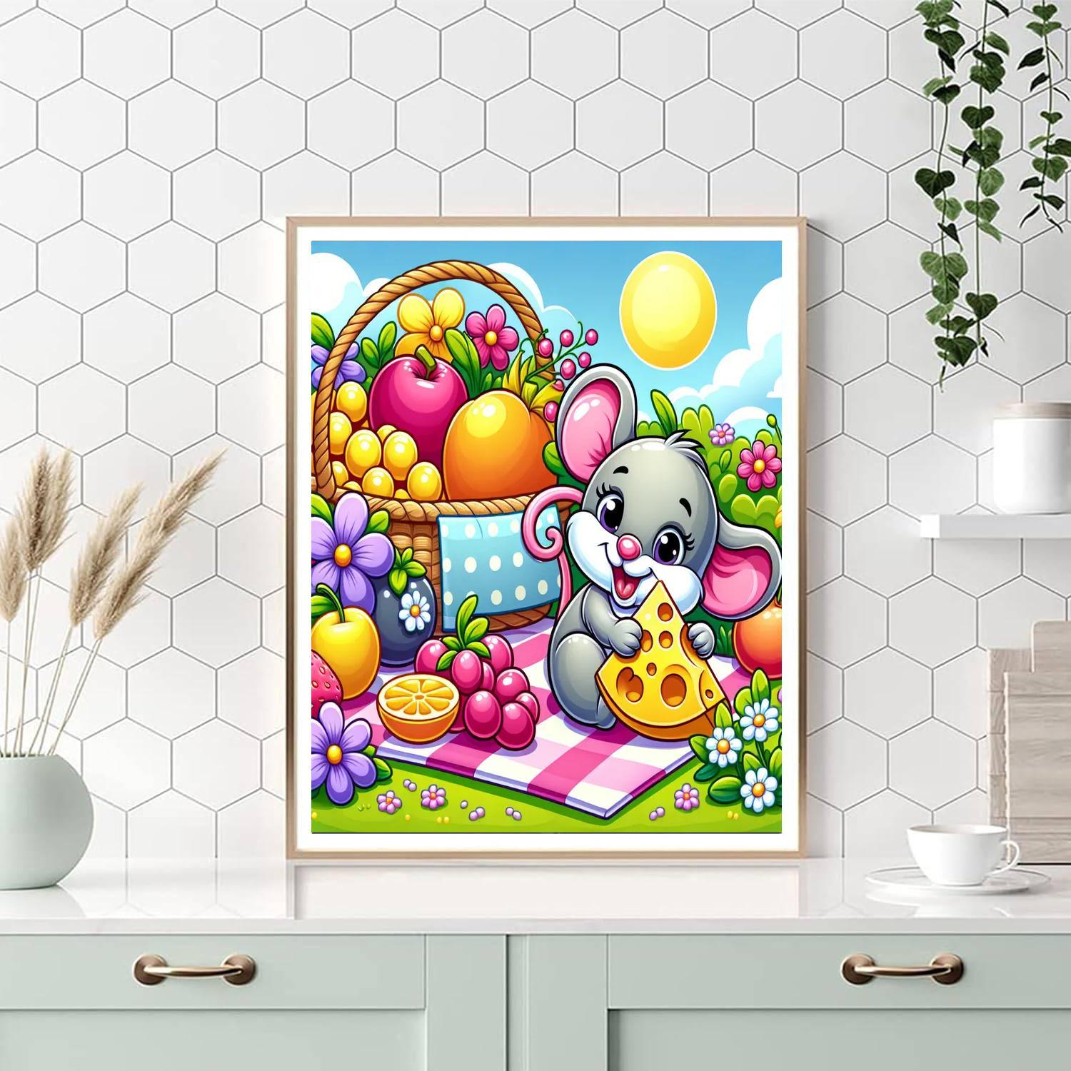 Silly Picnic Mouse DIY Paint By Numbers