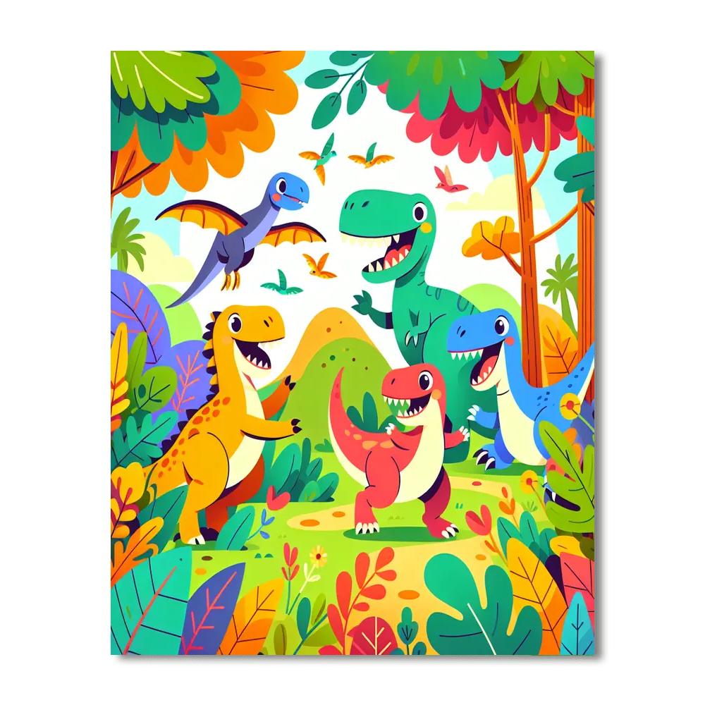 Dino Adventures In The Jungle Numbered Painting Kits