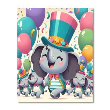 Bouncy Elephant Parade Painting By Numbers Kit