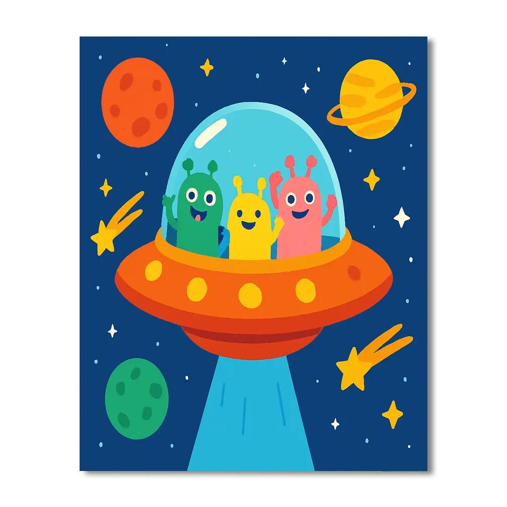 Cosmic Journey With Aliens Painting By Numbers Kit