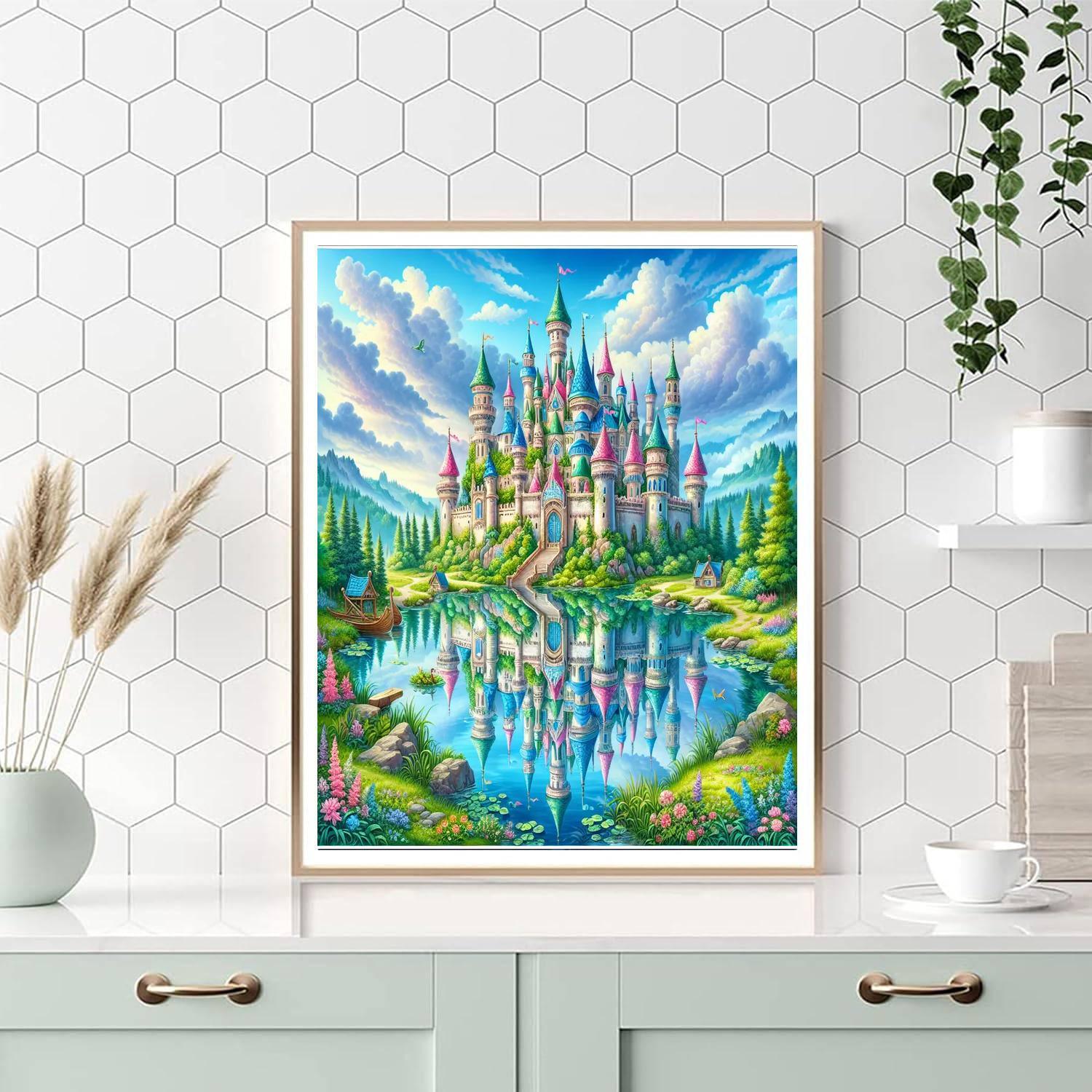 Enchanted Castle By The Lake Paint By Numbers Art