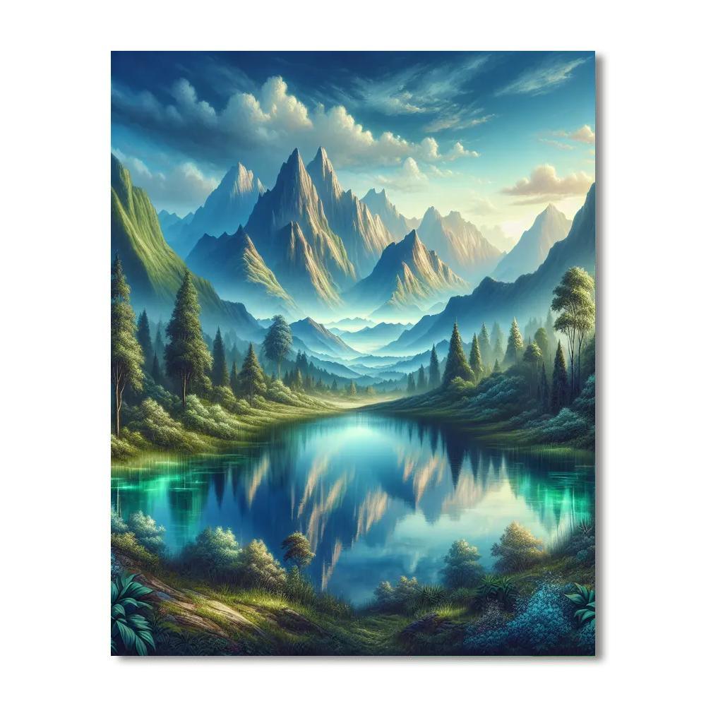 Tranquil Mountain Reflections Numbered Painting Kits